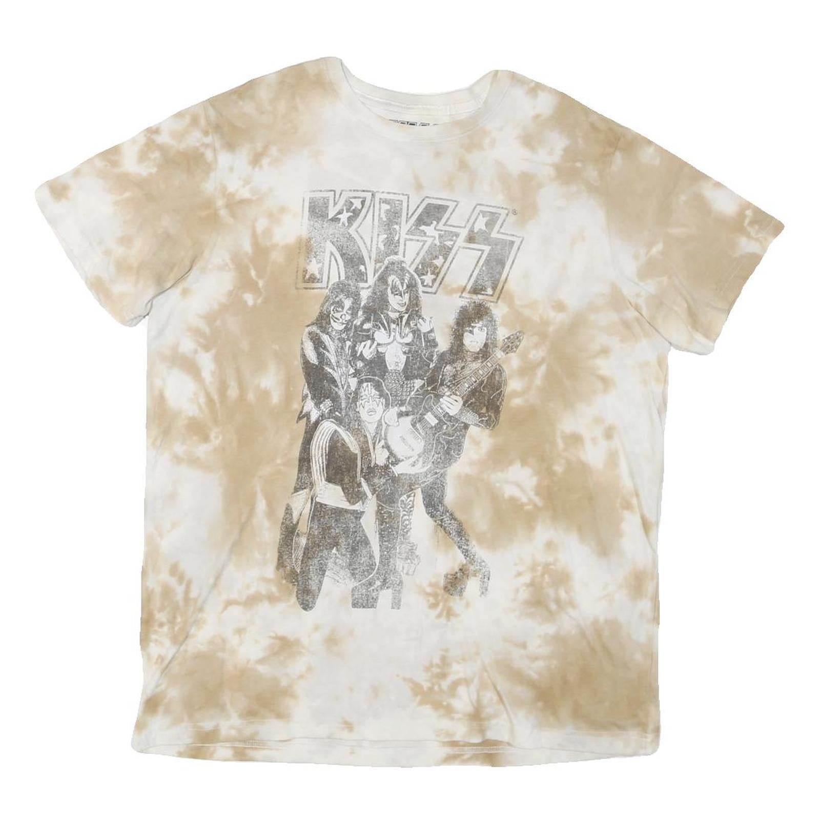 KISS Mens Beige Tie Dye Graphic T-Shirt L Short Sleeve Crew Neck Band Refurbished - N/A refurbished available on Cerqular