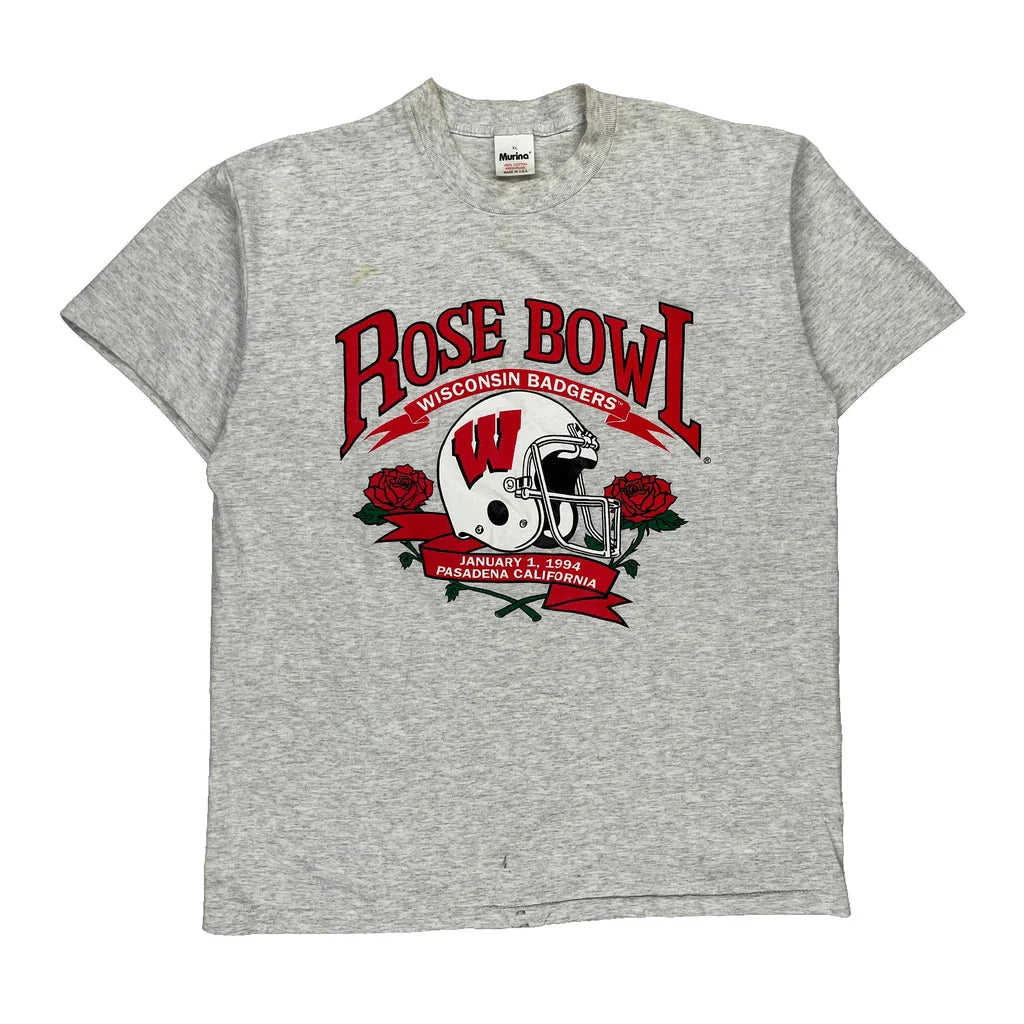 Wisconsin Badgers Murina Single Stitch T-Shirt - XL Grey Cotton Refurbished - Thrifted (note: this is a term often used to describe second- refurbished available on Cerqular