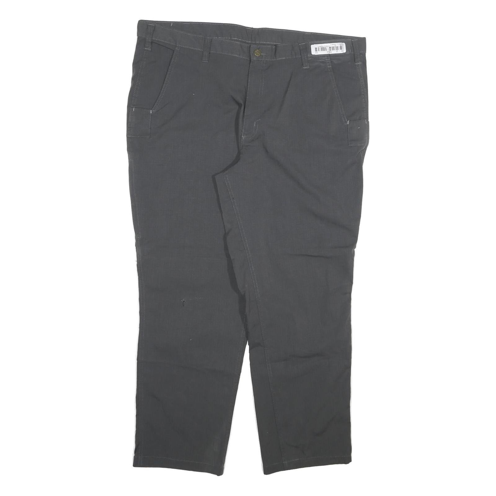 CARHARTT Mens Cotton Blend Relaxed Grey Trousers W40 L30 Workwear Durable Zip Refurbished - N/A refurbished available on Cerqular