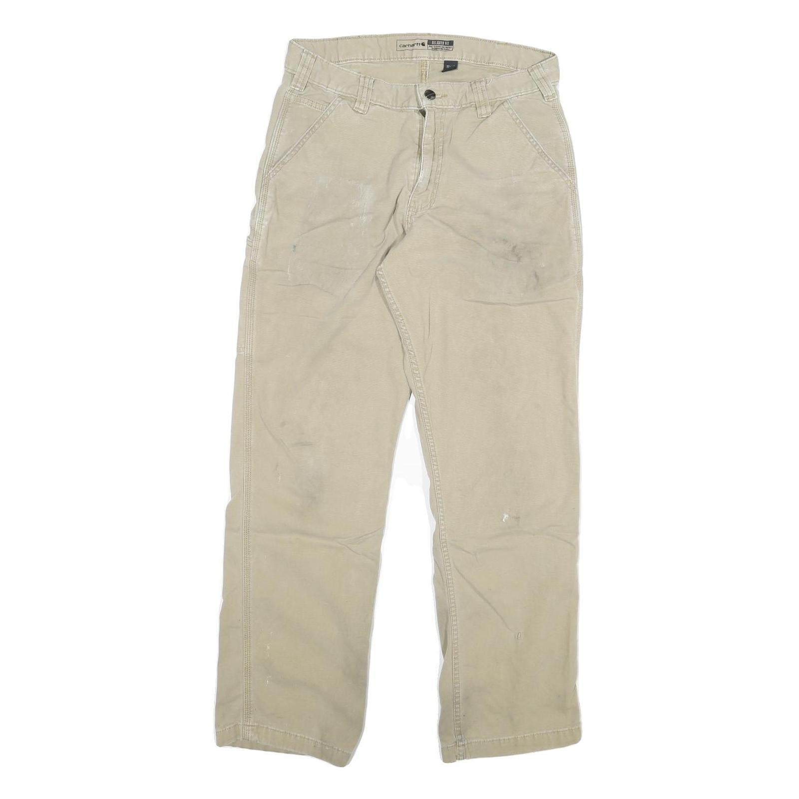 CARHARTT Mens Cotton Blend Beige Relaxed Straight Trousers W30 L30 Workwear Refurbished - N/A refurbished available on Cerqular