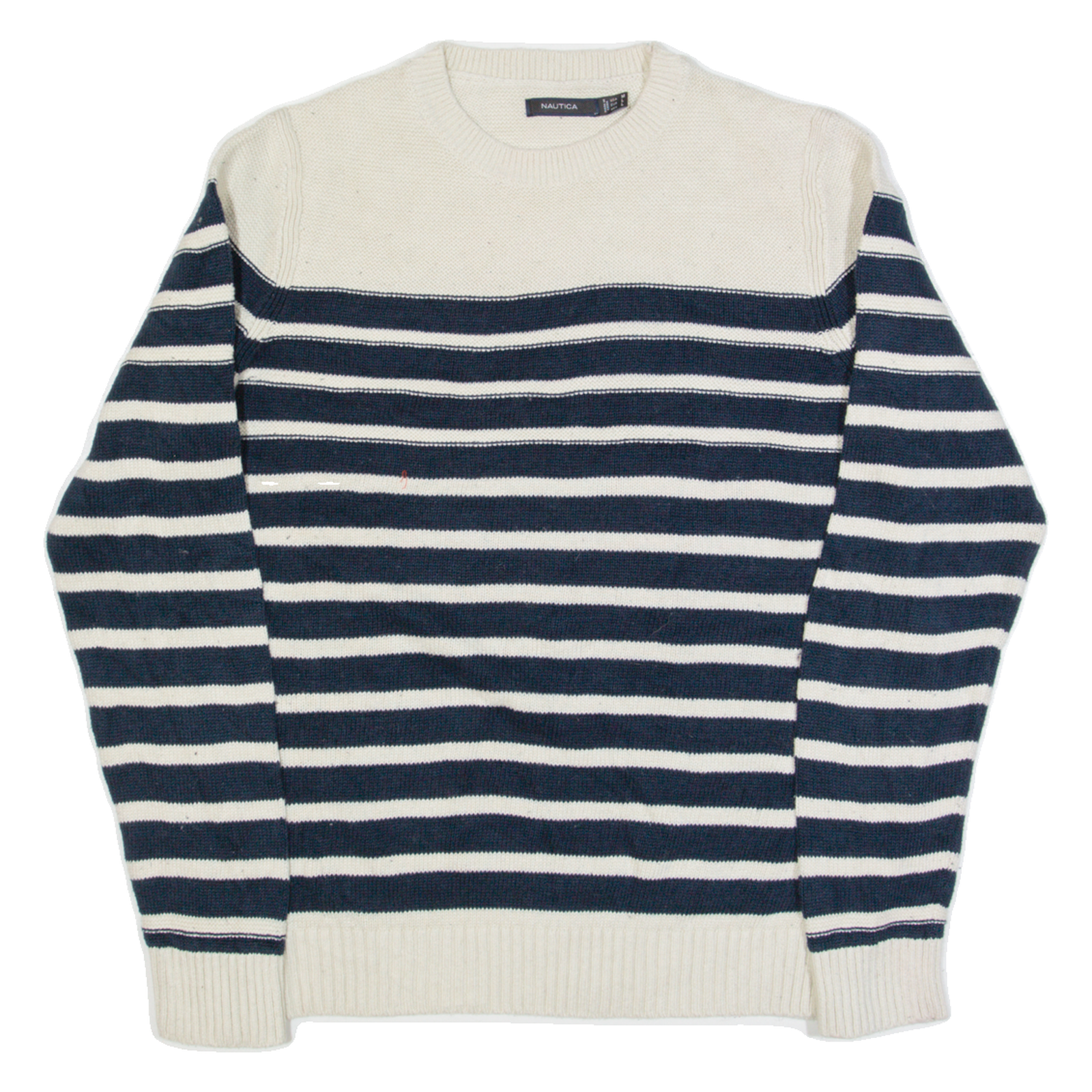 NAUTICA Womens Patterned Jumper Cream Striped Tight Knit L Refurbished - N/A refurbished available on Cerqular