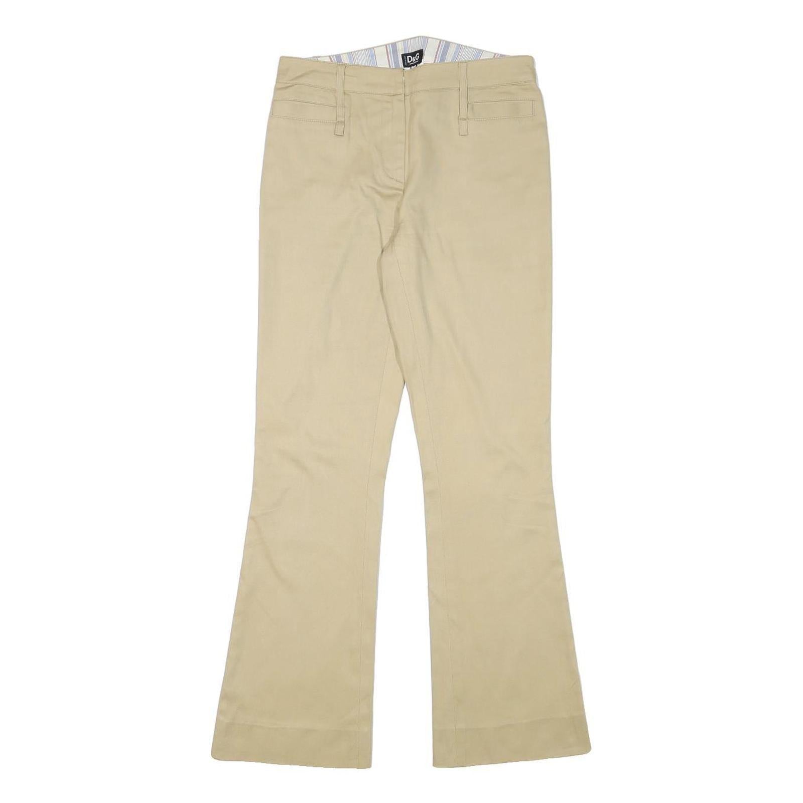 DOLCE & GABBANA Womens Cotton Blend Beige Regular Flared Trousers W26 L28 Refurbished - N/A refurbished available on Cerqular
