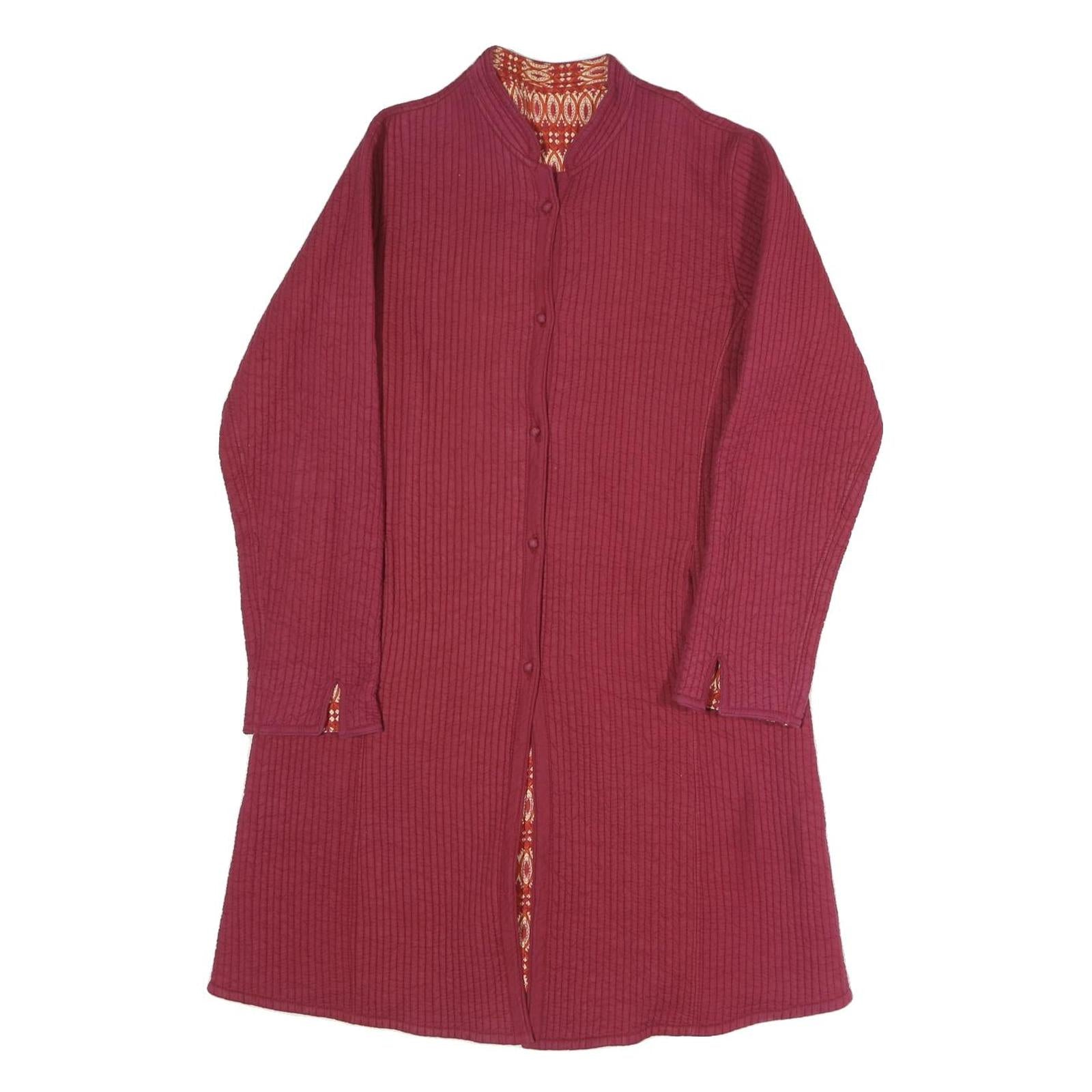Womens Red Polyester Blend Button Jacket L Plain Classic Long Sleeve Elegant Refurbished - N/A refurbished available on Cerqular