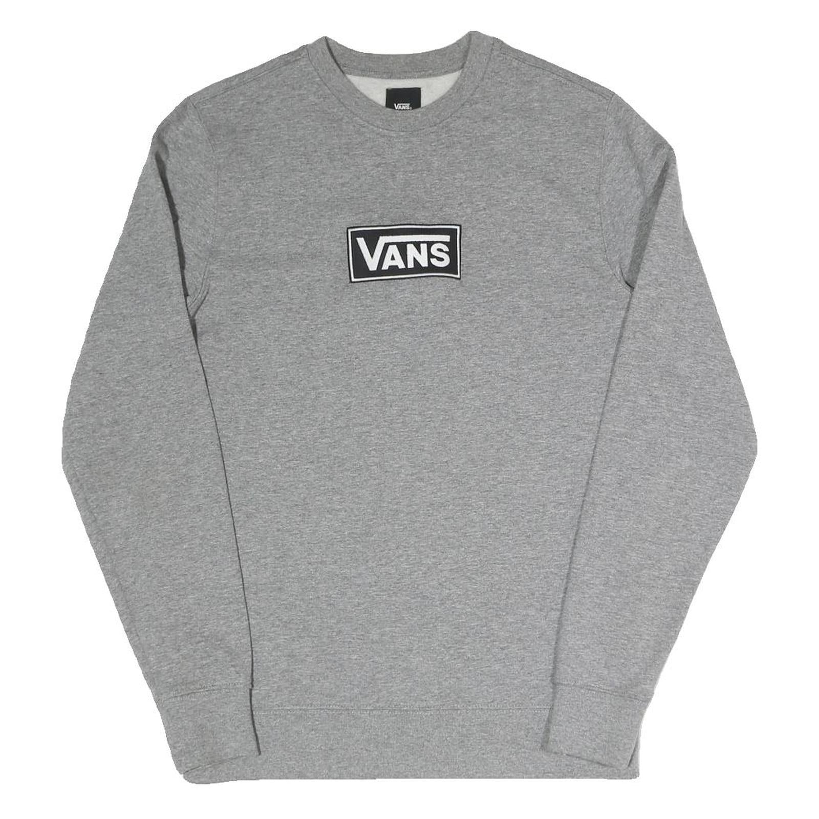 VANS Mens Grey Crew Neck XS Cotton Blend Sweatshirt Logo Patch Casual Refurbished - N/A refurbished available on Cerqular