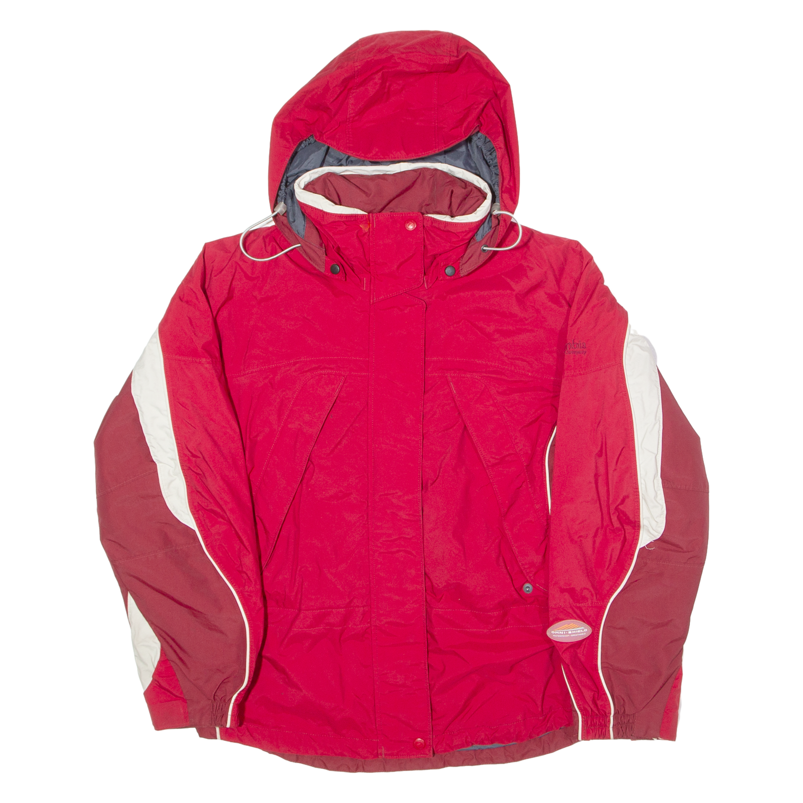 COLUMBIA Womens Jacket Red Hooded Colourblock M Refurbished - N/A refurbished available on Cerqular