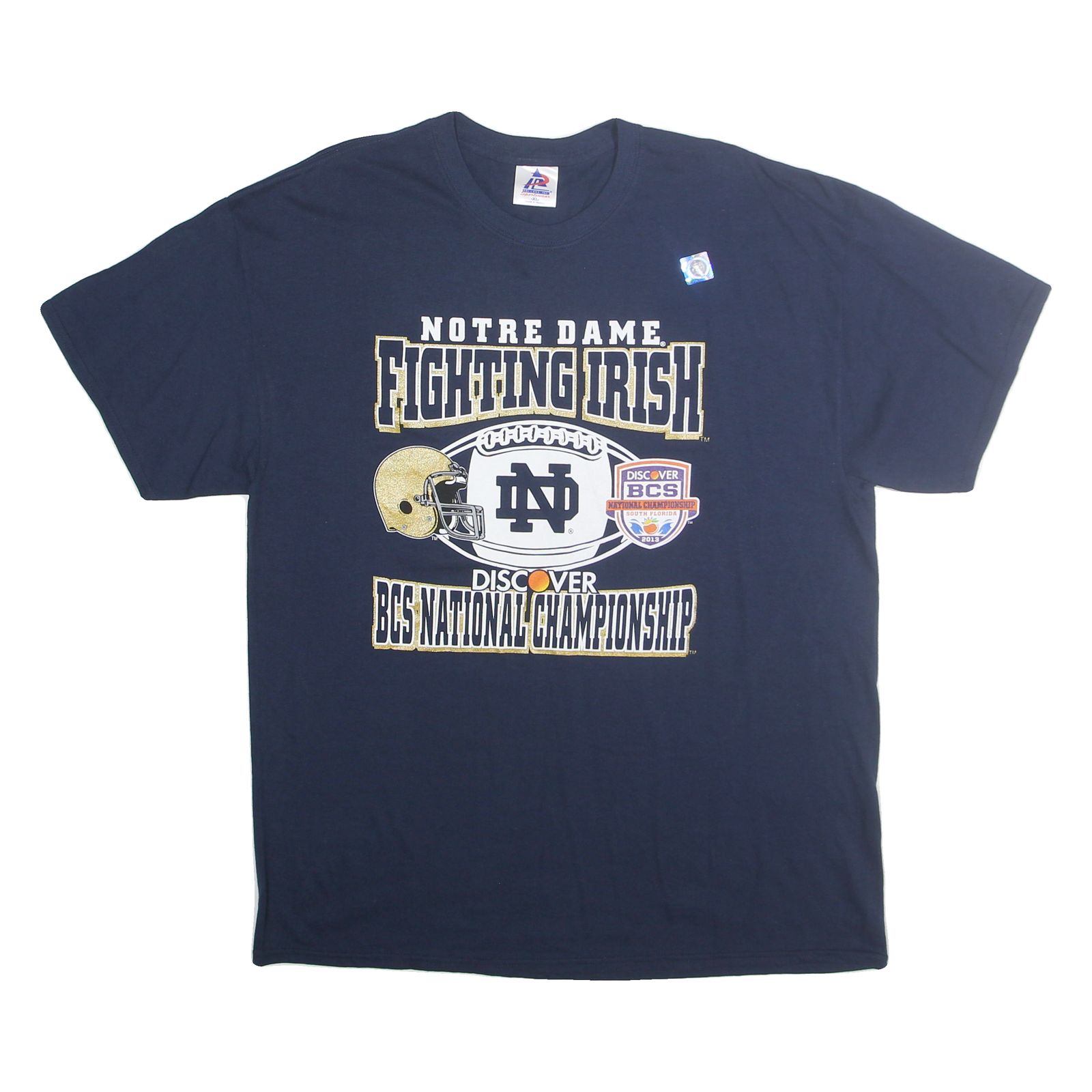 TRI LAKE Mens Blue Notre Dame Fighting Irish Graphic T-Shirt XL Crew Neck Short Refurbished - N/A refurbished available on Cerqular