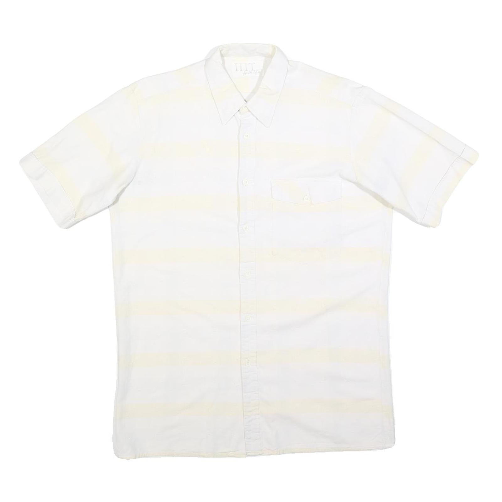 HIT FASHION Mens White Shirt S Cotton Blend Casual Short Sleeve Button Pocket Refurbished - N/A refurbished available on Cerqular