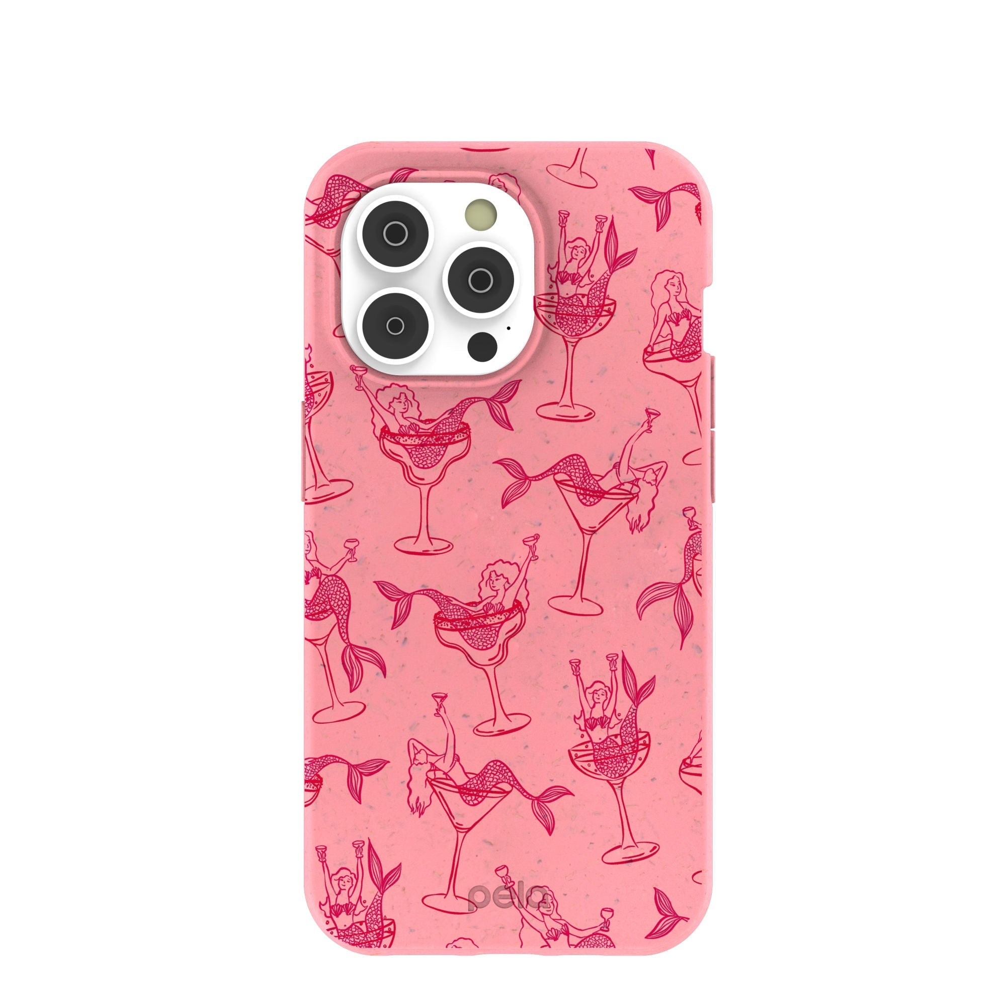 Bubblegum Pink Mermaid Cocktail iPhone 14 Pro Case Refurbished - Pela Case refurbished available on Cerqular