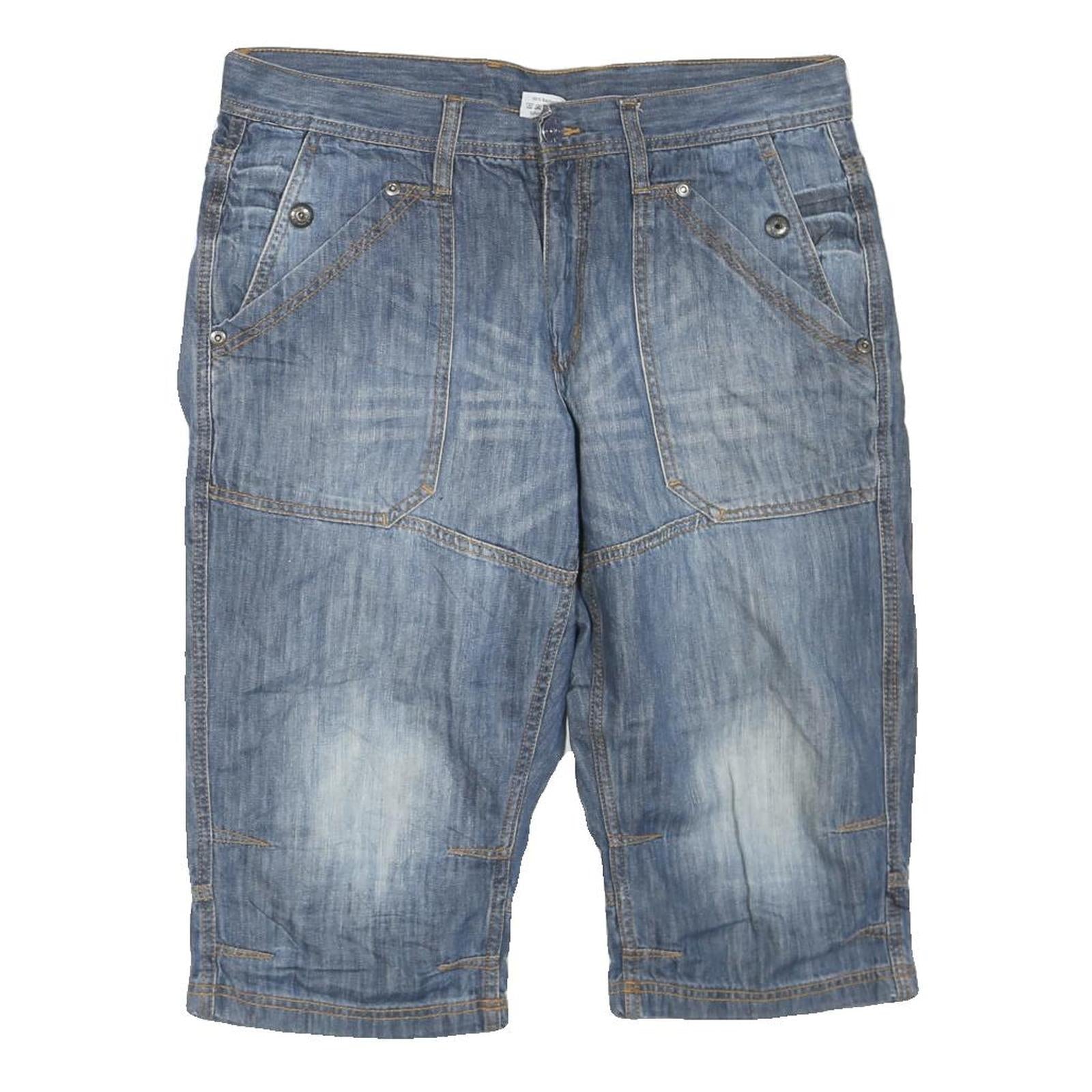 Mens Blue Denim Casual Shorts L W38 Cotton Blend Comfortable Fit Pocketed Refurbished - N/A refurbished available on Cerqular