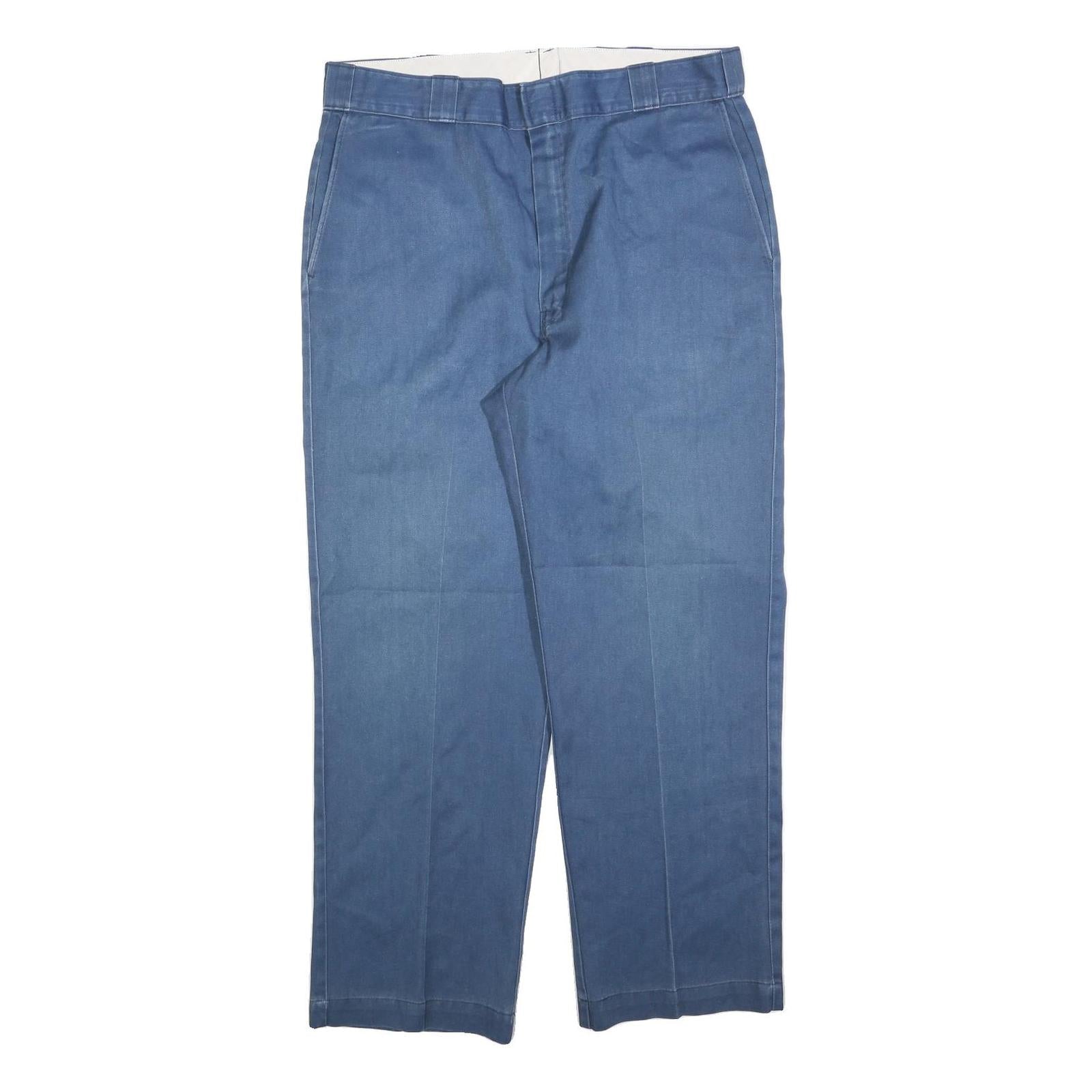 DICKIES Mens Cotton Blend Blue Regular Straight Trousers W38 L30 Workwear Refurbished - N/A refurbished available on Cerqular