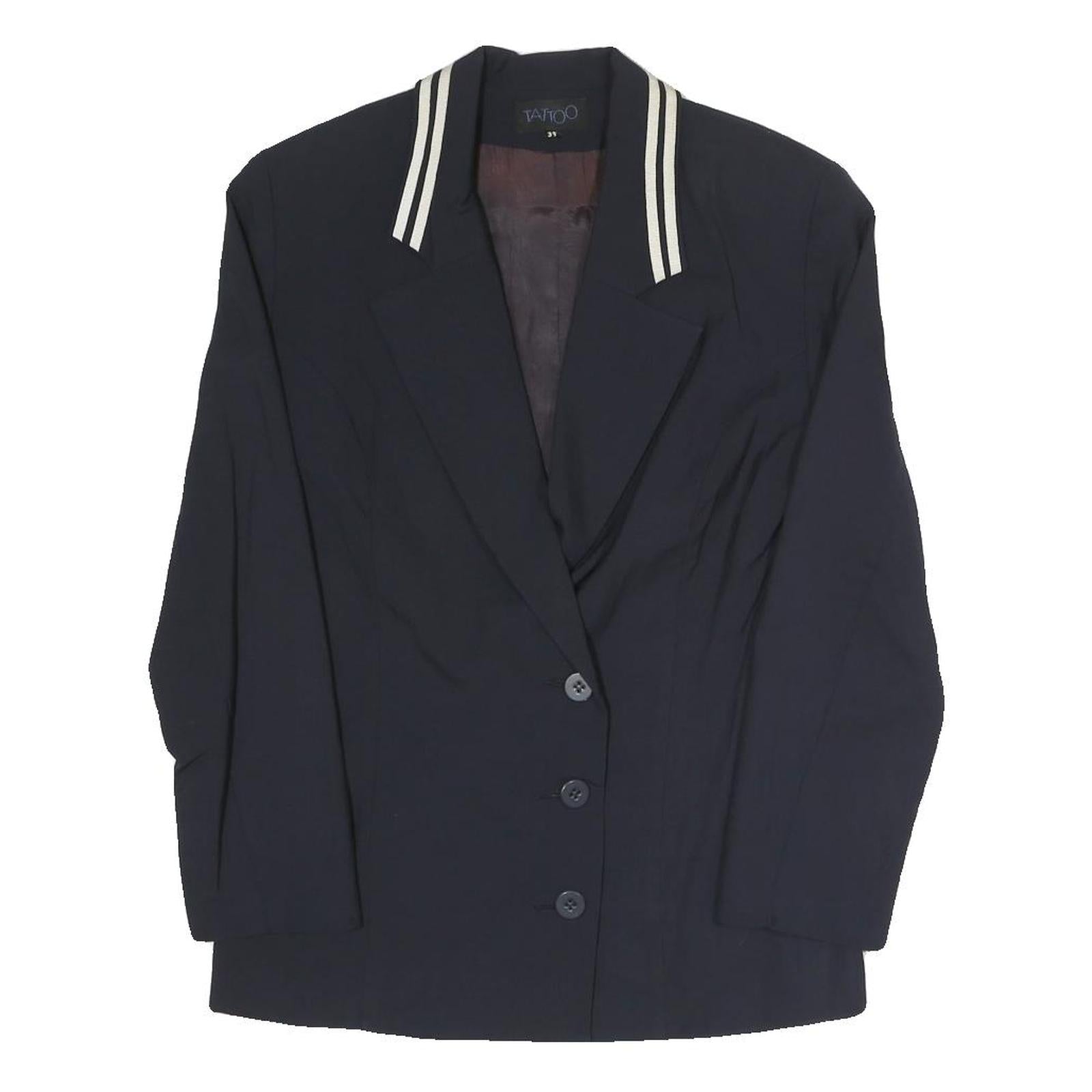 TATTOO Womens Black Button Jacket S Polyester Blend Plain Stylish Workwear Refurbished - N/A refurbished available on Cerqular