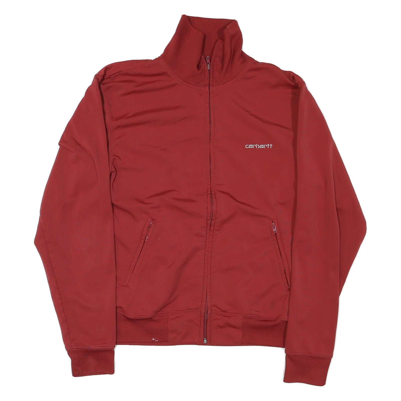 CARHARTT Mens Red Workwear Jacket S Polyester Blend Plain Zip Stand-Up Collar Refurbished - N/A refurbished available on Cerqular