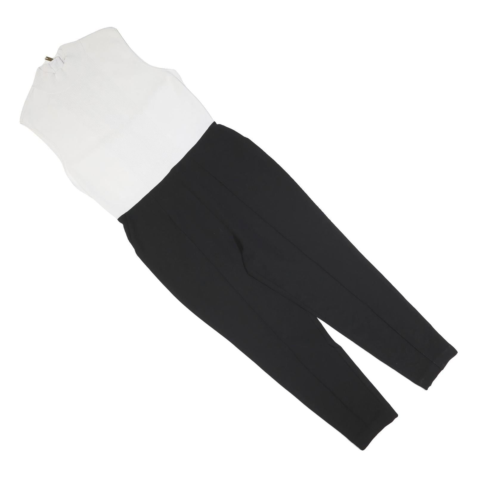 TED BAKER Womens Black & White Playsuit Sleeveless L Zip Tapered Leg Polyester Refurbished - N/A refurbished available on Cerqular
