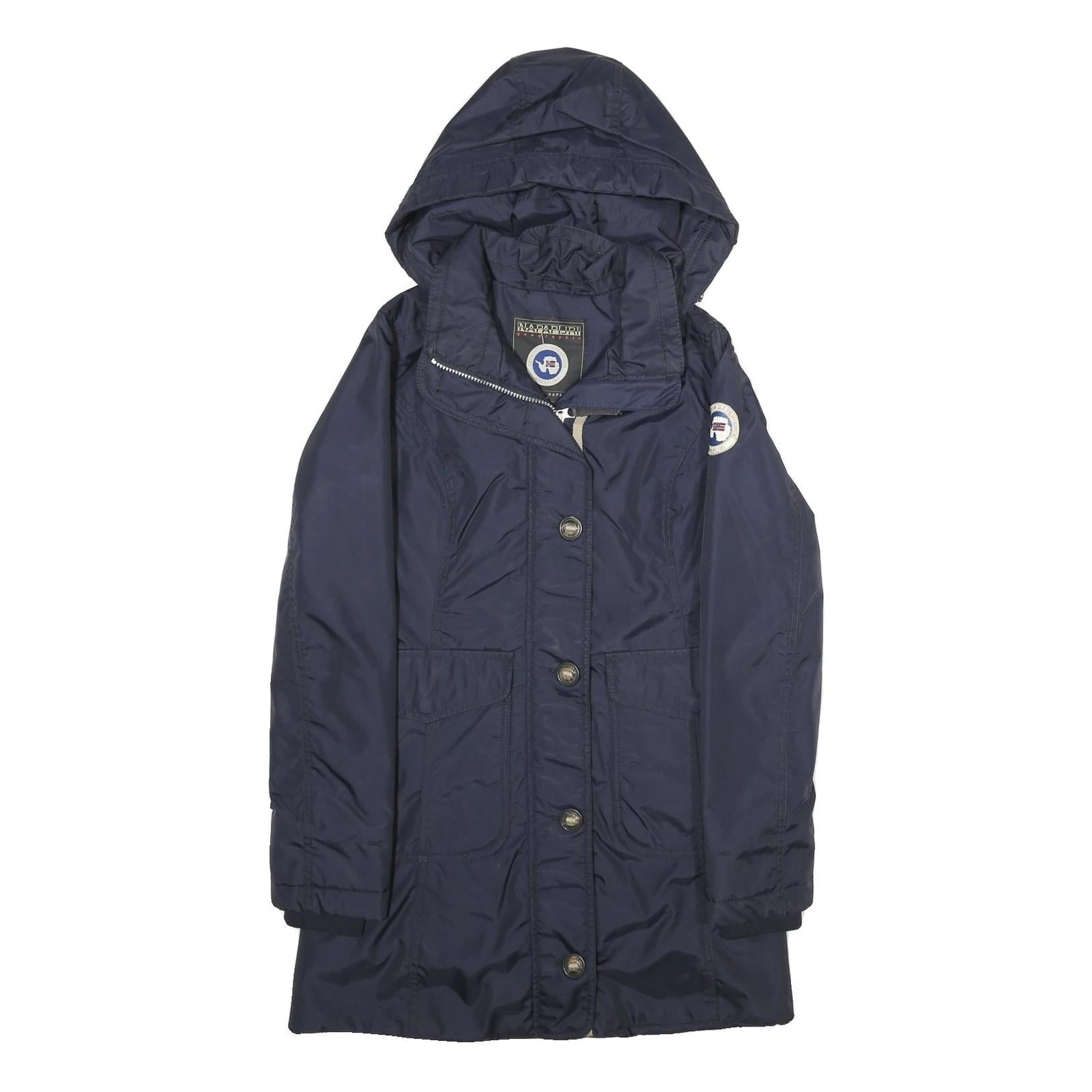 NAPAPIJRI Womens Navy Blue Jacket XS Polyamide Hooded Zip Casual Outdoor Refurbished - N/A refurbished available on Cerqular