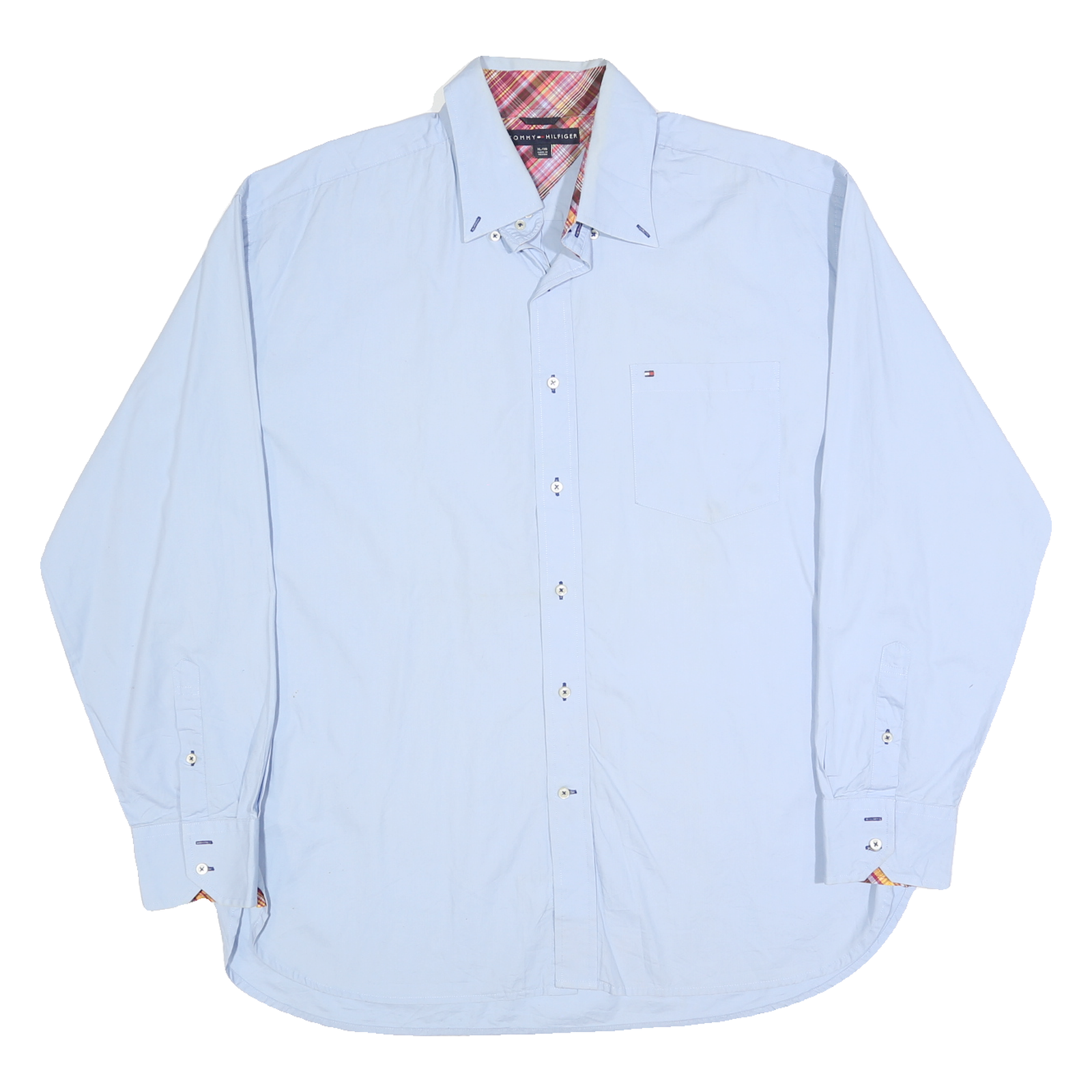 TOMMY HILFIGER Mens Blue XL Shirt Cotton Blend Long Sleeve Formal Button Collar Refurbished - N/A refurbished available on Cerqular