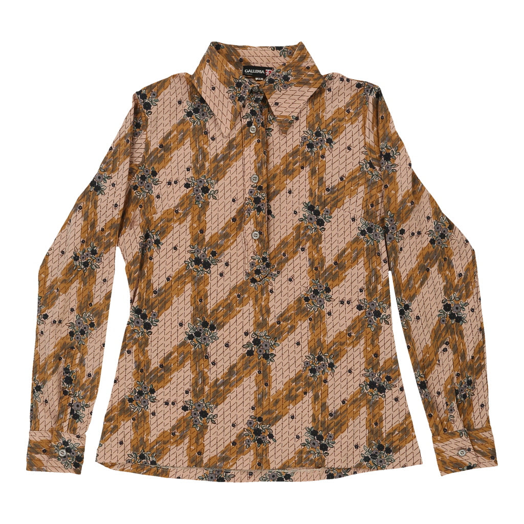 Buy Galleria Floral Patterned Shirt - XS Brown Polyester Blend Refurbished - $33.49 Galleria Floral Patterned Shirt - XS Brown Polyester Blend Refurbished - Thrifted (note: this is a term often used to describe second- refurbished available on Cerqular