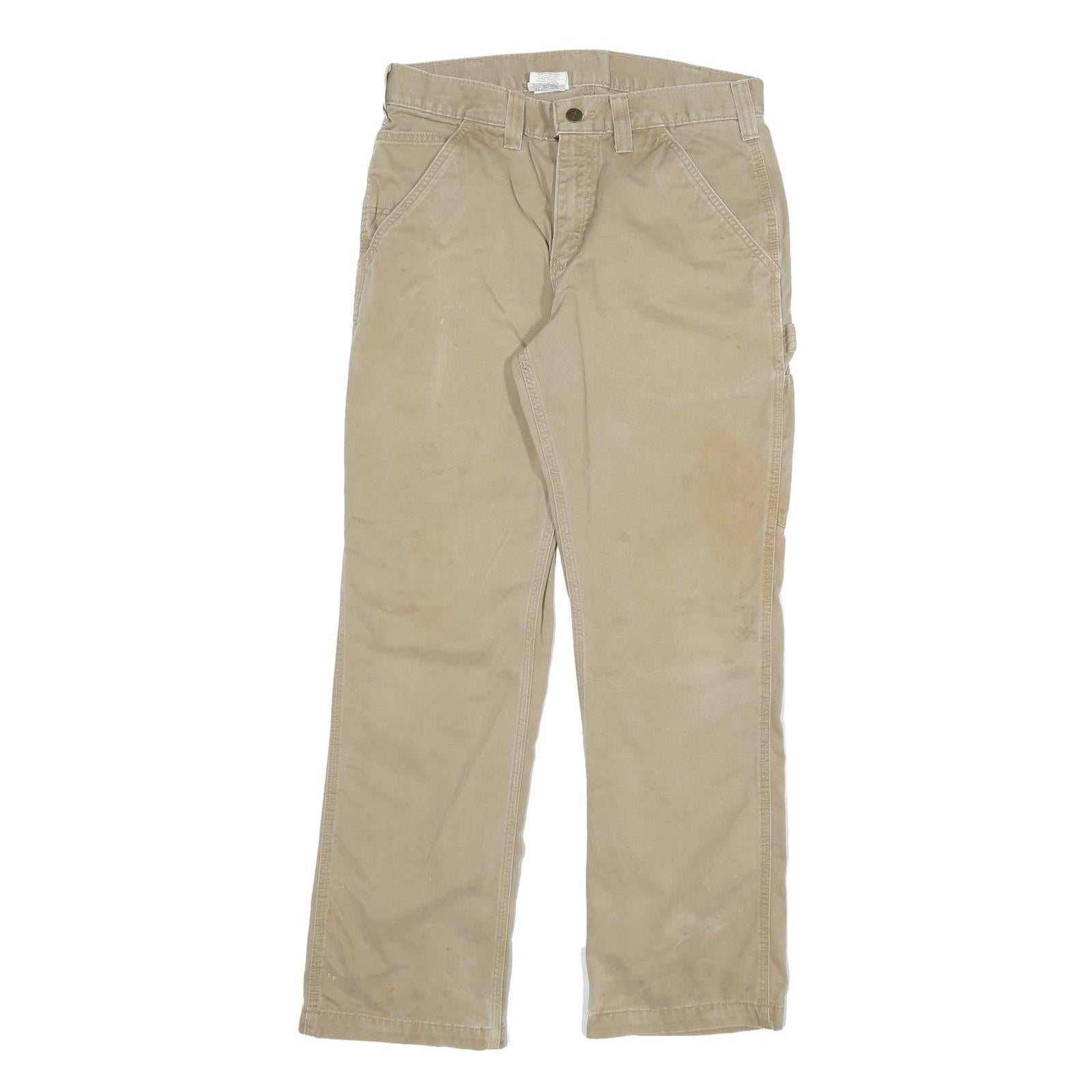 CARHARTT Mens Cotton Blend Beige Regular Fit Straight Leg Trousers W32 L30 Refurbished - N/A refurbished available on Cerqular