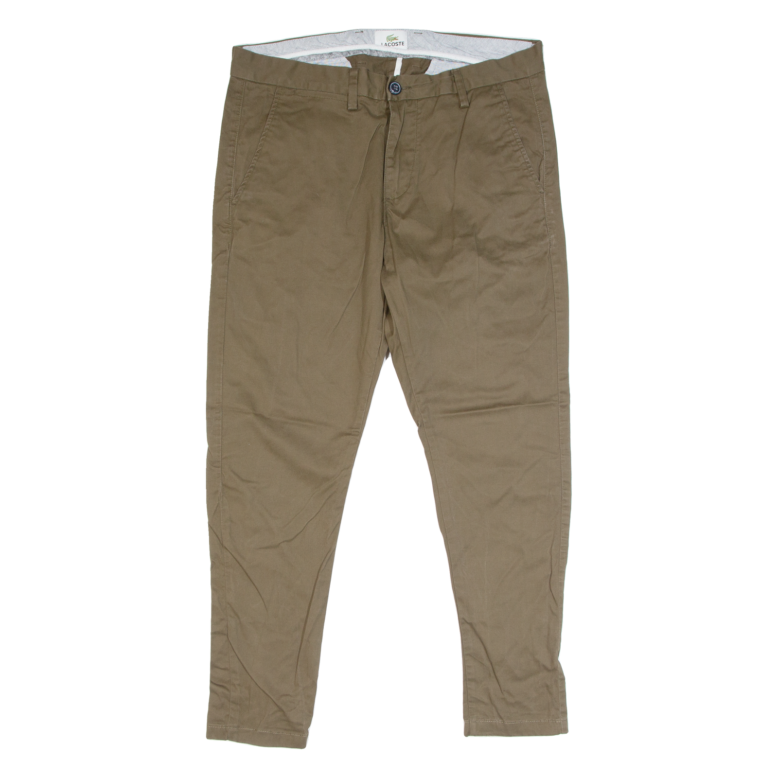 LACOSTE Chino Mens Trousers Green Slim Tapered W32 L25 Refurbished - N/A refurbished available on Cerqular