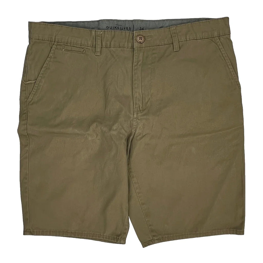 Quiksilver Chino Shorts - 36W 9L Khaki Cotton Refurbished - Thrifted (note: this is a term often used to describe second- refurbished available on Cerqular