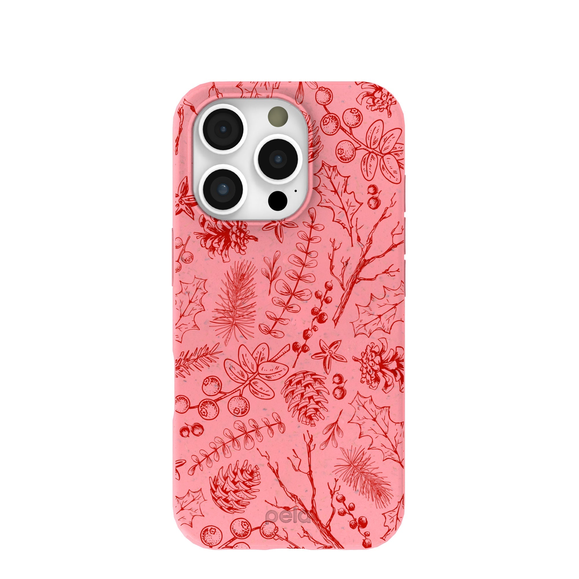 Bubblegum Pink Festive Forest iPhone 16 Pro Case Refurbished - Pela Case refurbished available on Cerqular