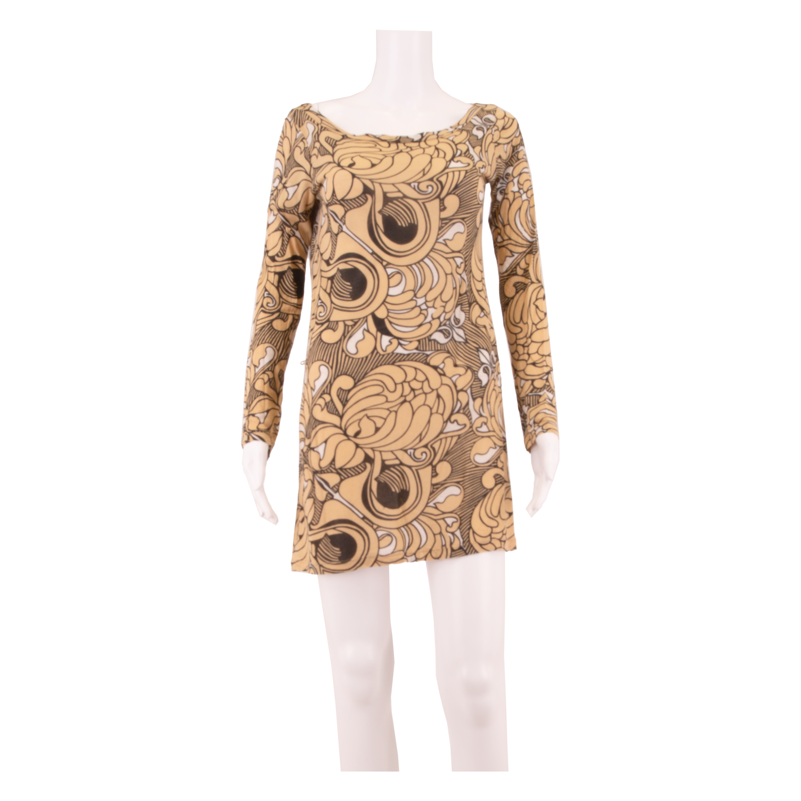 FRENCH CONNECTION Womens Mini Dress Beige Crazy Pattern Long Sleeve Short UK 8 Refurbished - N/A refurbished available on Cerqular