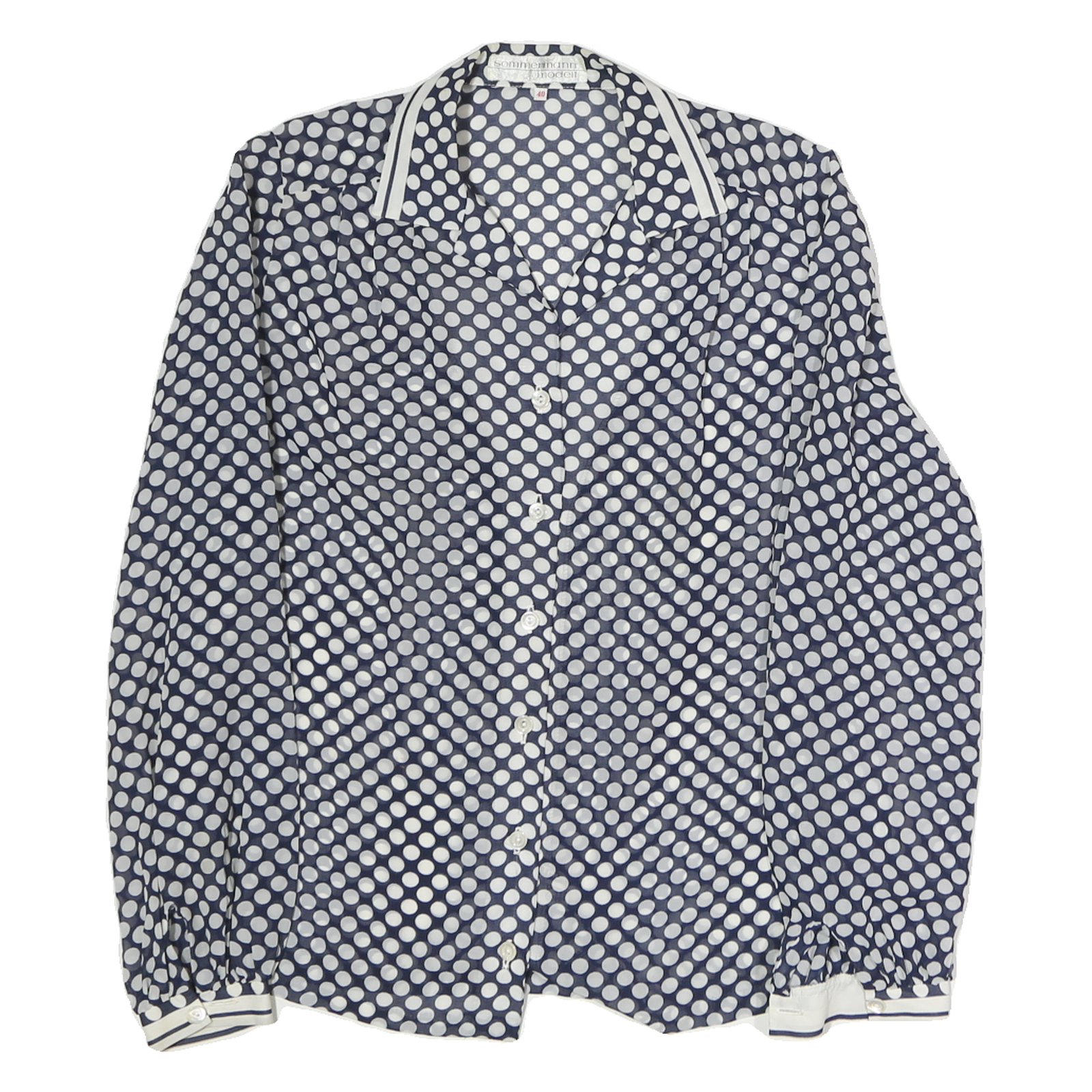 SOMMERMAN Womens Blue & White Polka Dot Shirt Long Sleeve Collared M Button Up Refurbished - N/A refurbished available on Cerqular