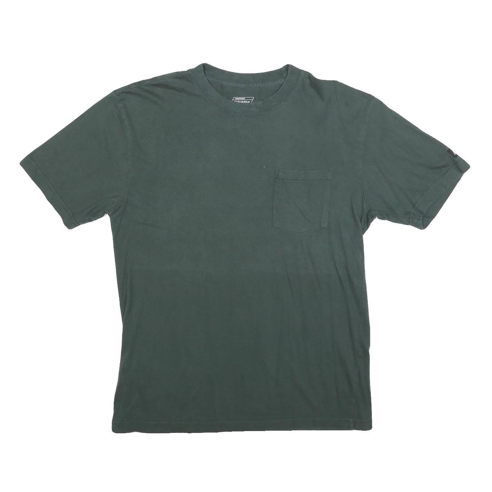 DICKIES Mens Green & Black Plain T-Shirt L Short Sleeve Crew Neck Pocket Refurbished - N/A refurbished available on Cerqular