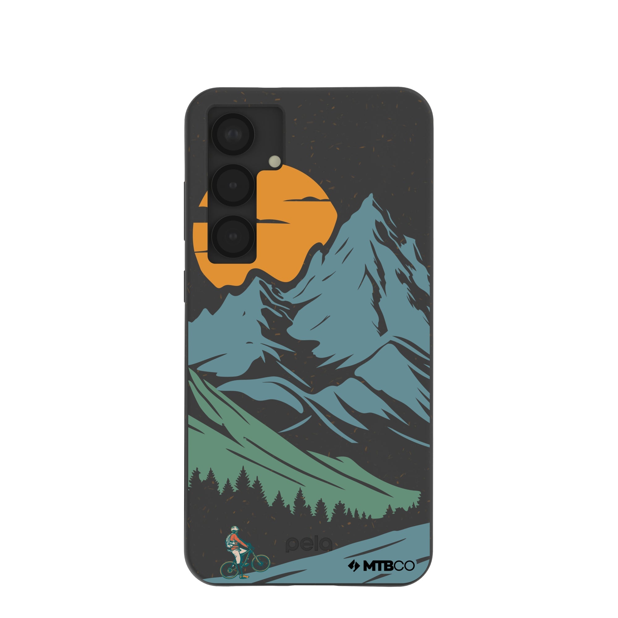 Black Vintage Peaks MTBCO Samsung Galaxy S25+(Plus) Case Refurbished - Pela Case refurbished available on Cerqular