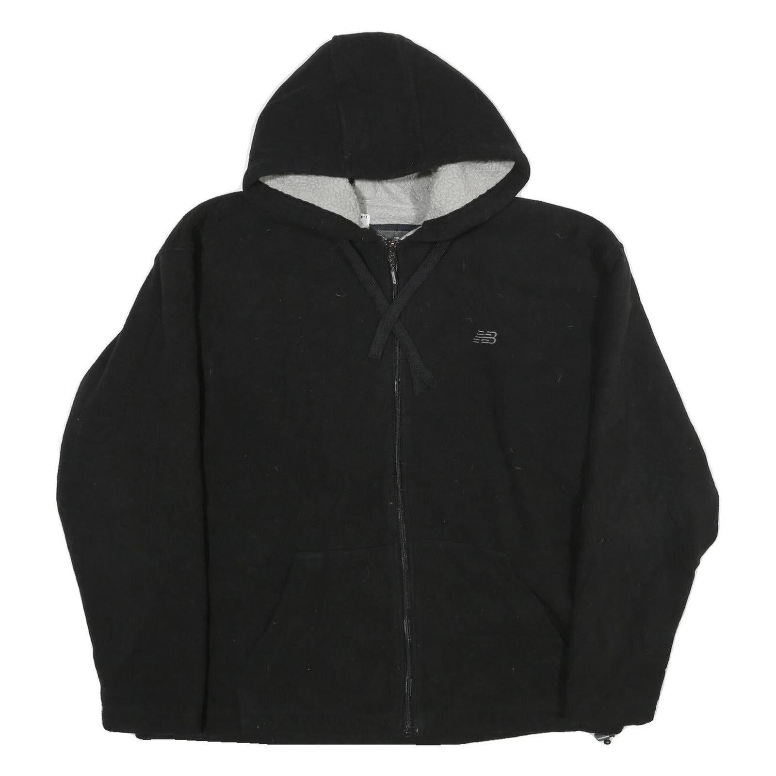 NEW BALANCE Mens Black Outdoor Jacket L Polyester Fleece Hooded Zip Casual Refurbished - N/A refurbished available on Cerqular
