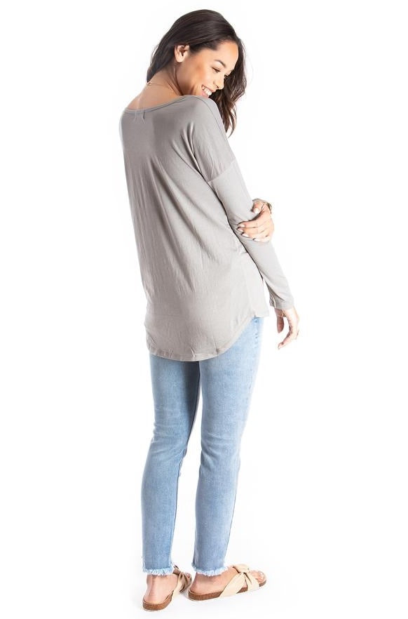 Long-Sleeve Tee - Organic Cotton - Grey | Size: medium Refurbished - N/A (Note: There is no well-known brand called "AR refurbished available on Cerqular