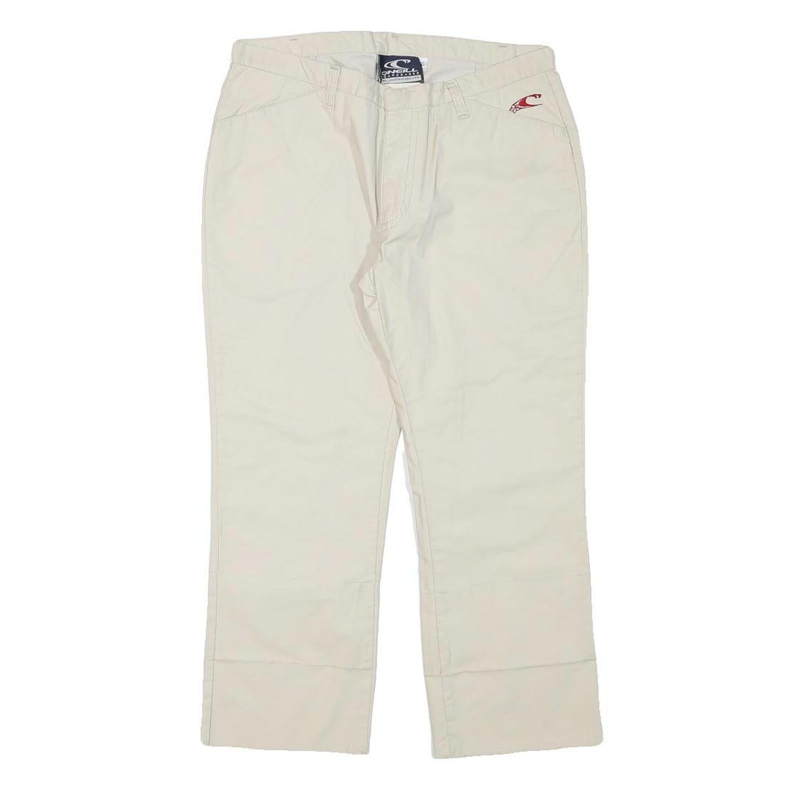 O'NEILL Womens Cotton Blend Regular Beige Trousers W28 L22 Zip Closure Straight Refurbished - N/A refurbished available on Cerqular