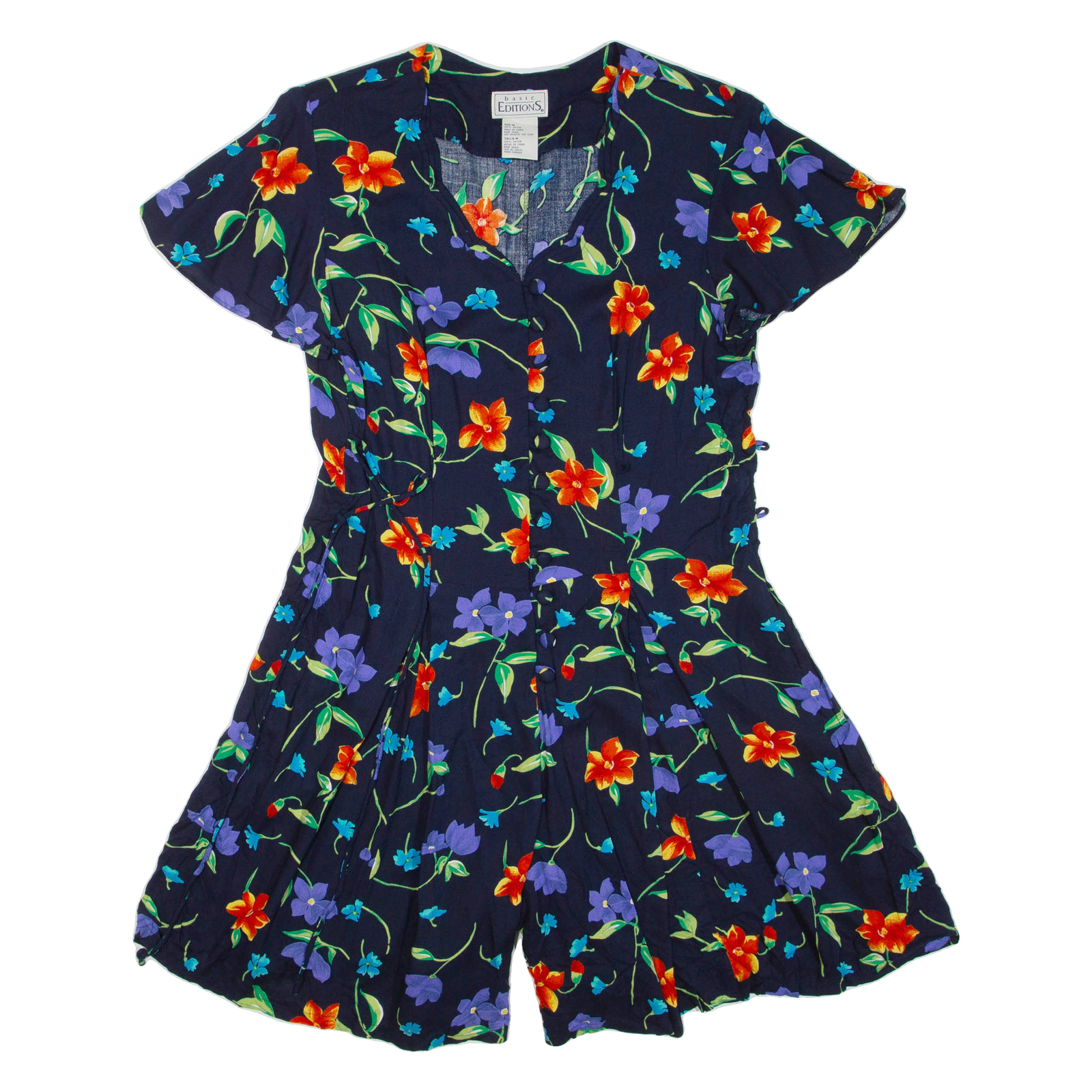 BASIC EDITIONS Womens Playsuit Black Floral Wide-Leg Viscose M Refurbished - N/A refurbished available on Cerqular