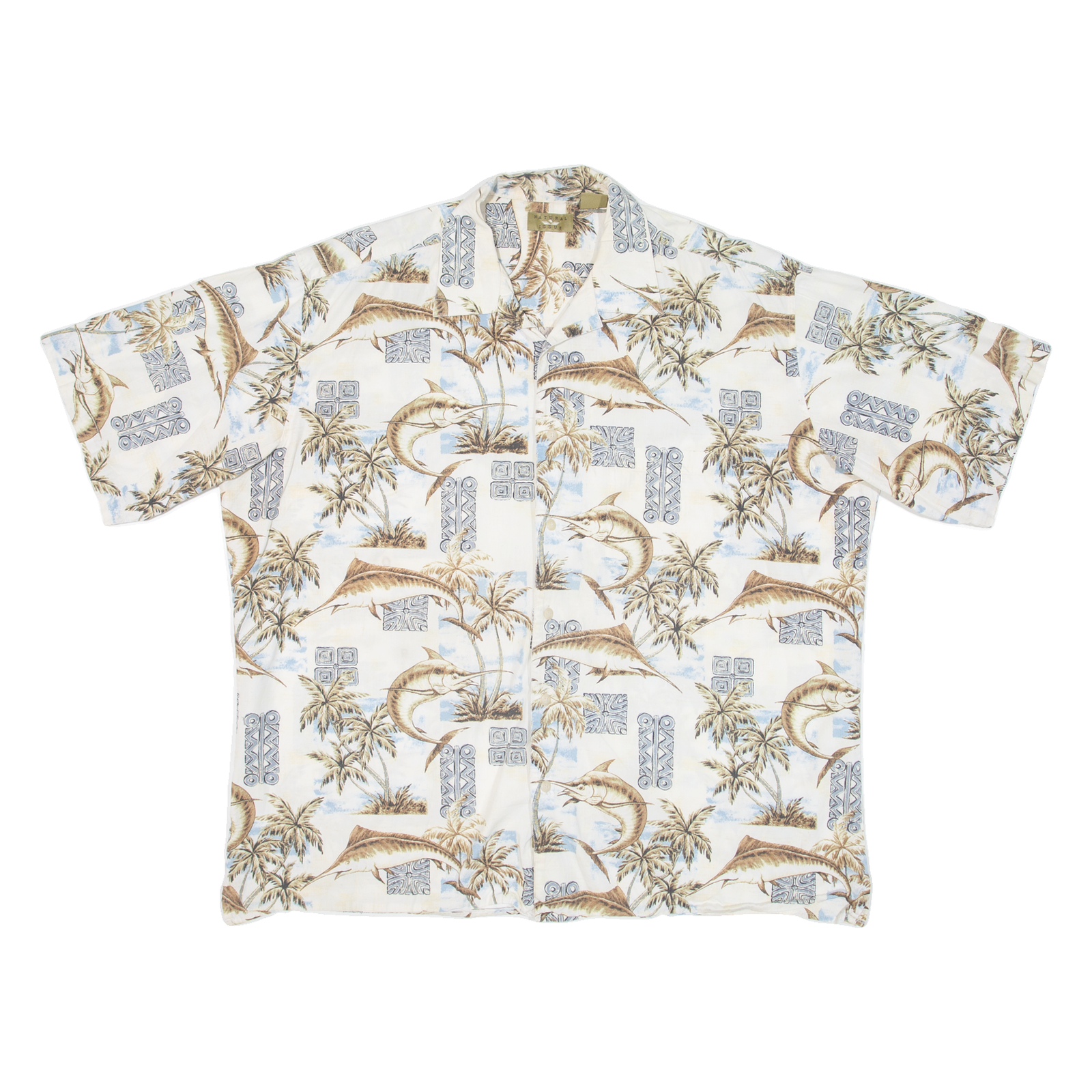NATURAL ISSUE Mens Shirt Cream Crazy Pattern 2XL Refurbished - N/A refurbished available on Cerqular