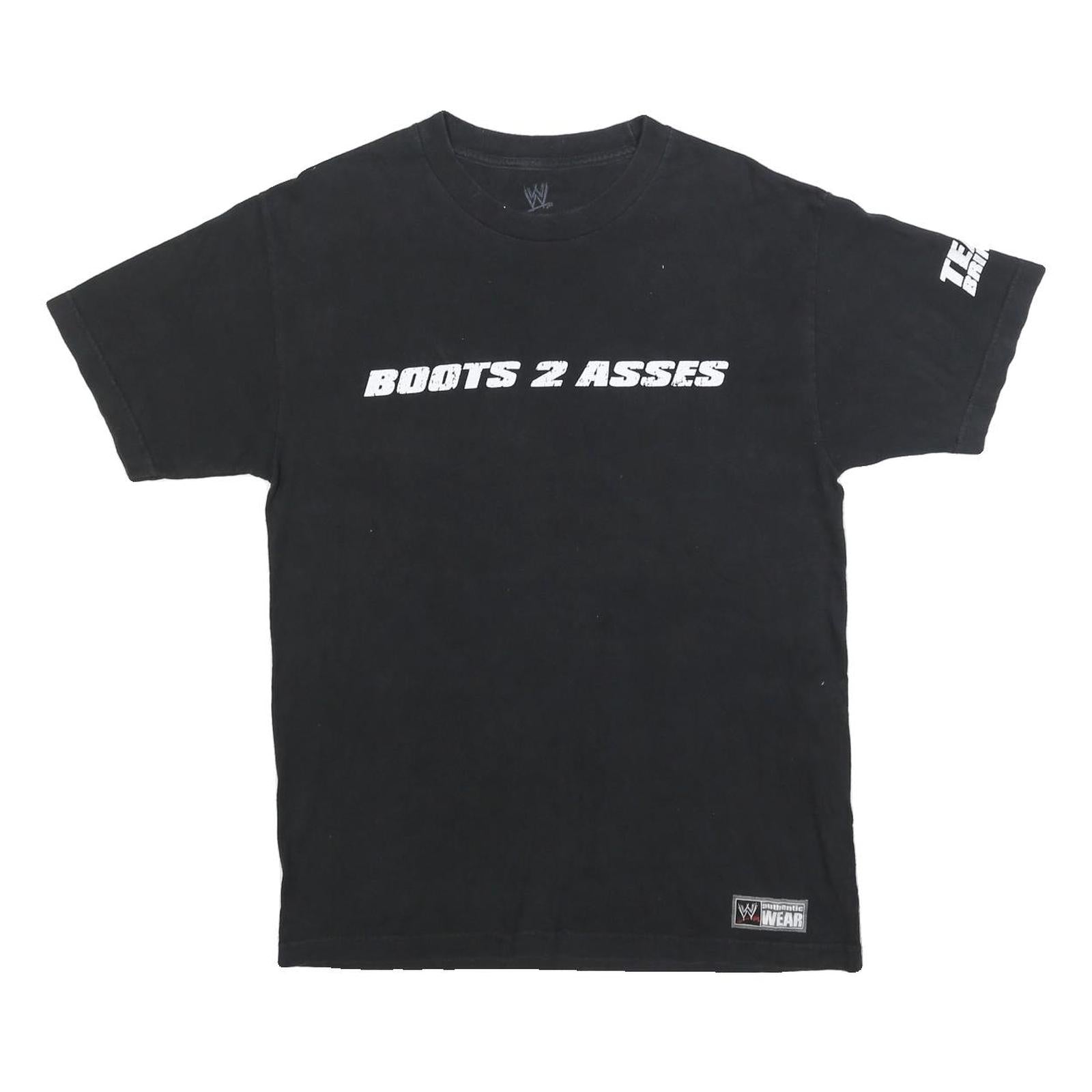 WWE Mens Black Boots 2 Asses Graphic T-Shirt M Short Sleeve Crew Neck Refurbished - N/A refurbished available on Cerqular