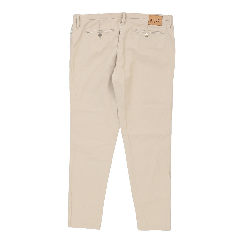 Armani Jeans Trousers - 34W UK 12 Cream Cotton Blend Refurbished - Thrifted (note: this is a term often used to describe second- refurbished available on Cerqular