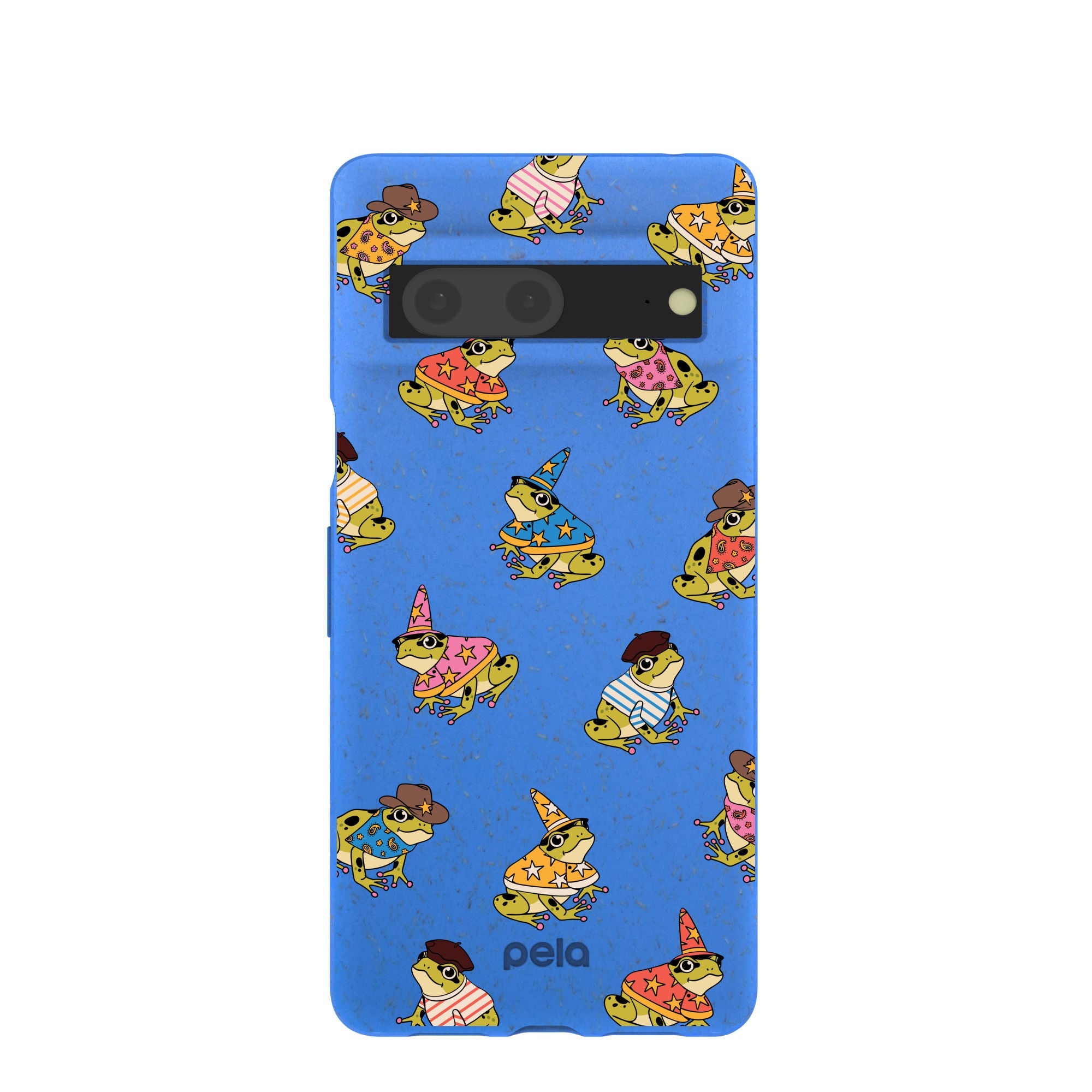Electric Blue Fancy Frogs Google Pixel 7 Case Refurbished - Pela Case refurbished available on Cerqular