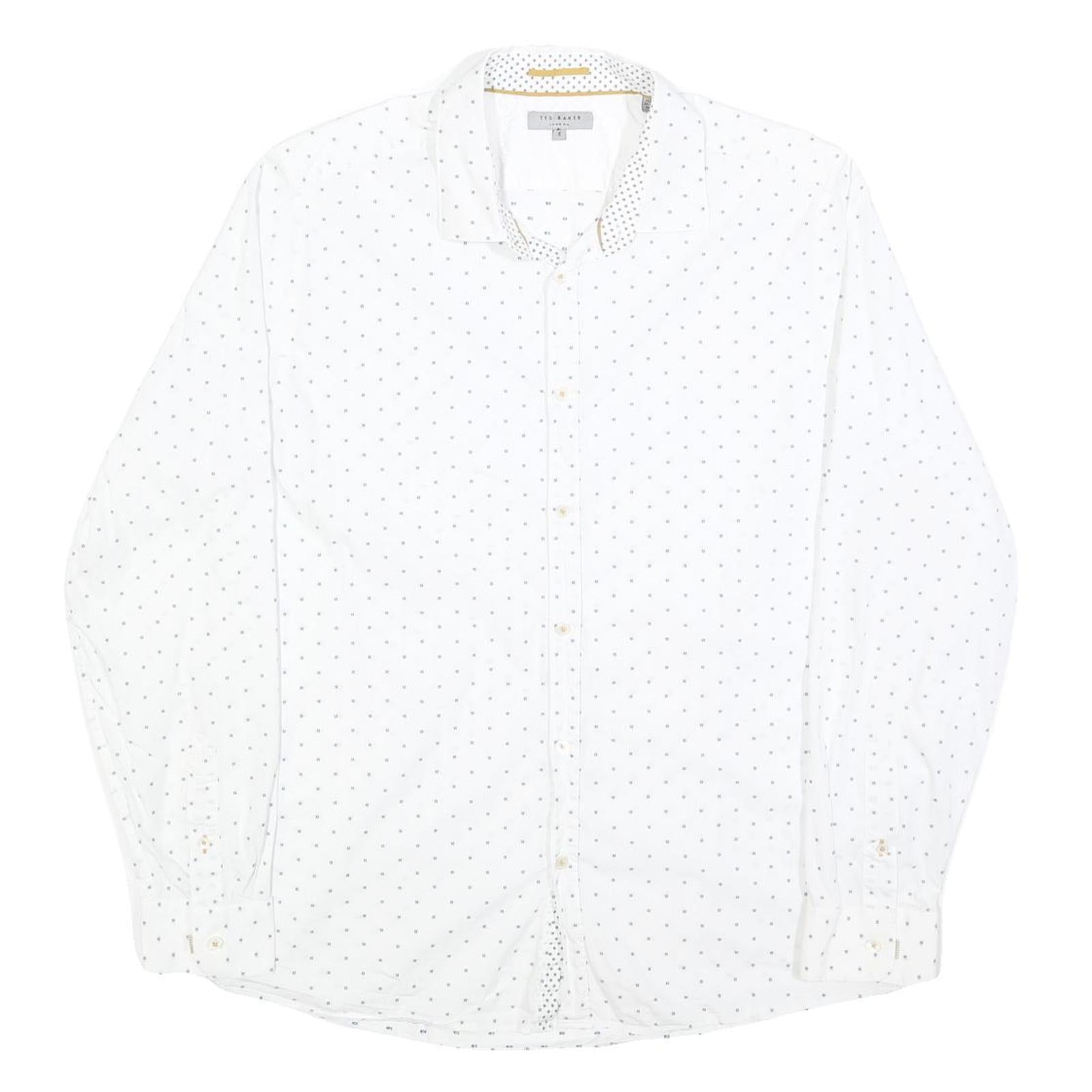 TED BAKER Mens White & Black Polka Dot Shirt L Cotton Blend Classic Fit Refurbished - N/A refurbished available on Cerqular