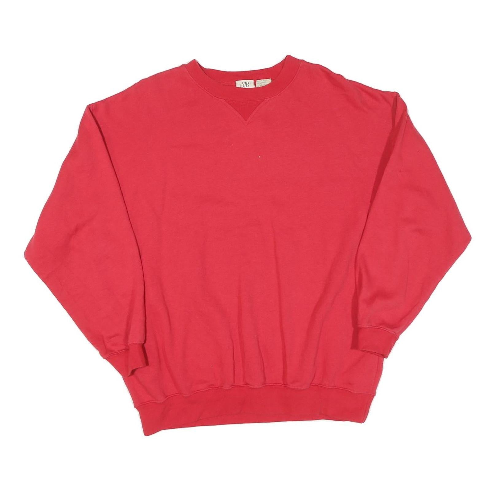 Mens Red Sweatshirt Crew Neck L Cotton Blend Plain Regular Fit Casual Refurbished - N/A refurbished available on Cerqular