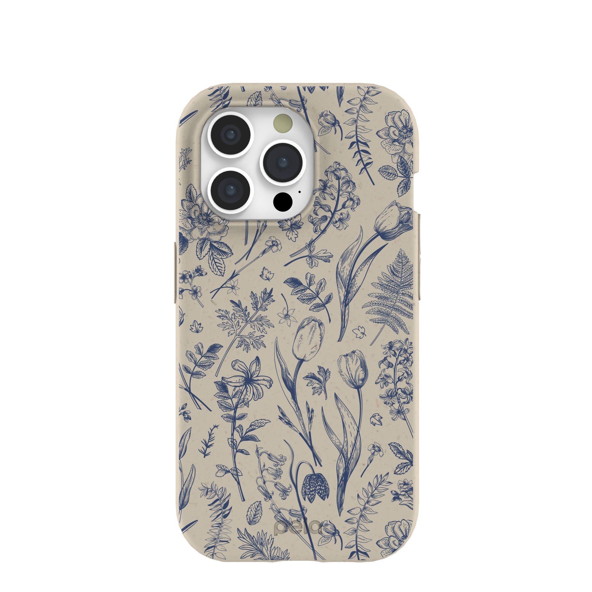 London Fog Indigo Bouquet iPhone 15 Pro Case Refurbished - Pela Case refurbished available on Cerqular