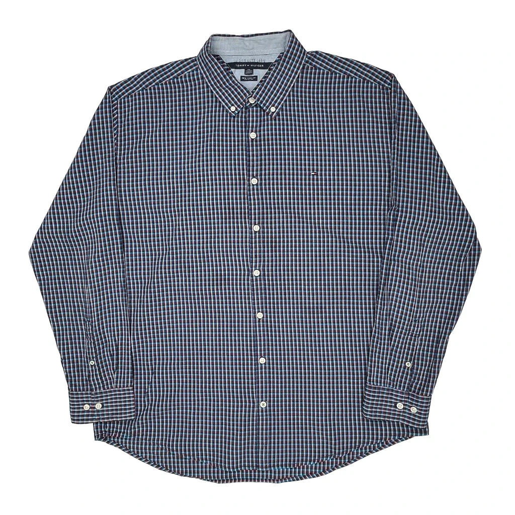 Buy Tommy Hilfiger Checked Shirt - 2XL Blue Cotton Refurbished - $30.81 Tommy Hilfiger Checked Shirt - 2XL Blue Cotton Refurbished - Thrifted (note: this is a term often used to describe second- refurbished available on Cerqular