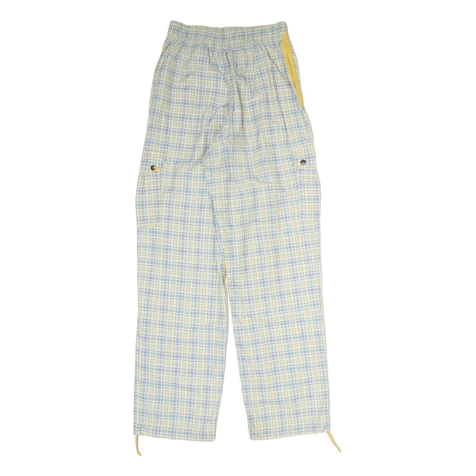 Womens Cotton Blend Regular Fit Straight Trousers Blue & Cream Check W24 L20 Refurbished - N/A refurbished available on Cerqular