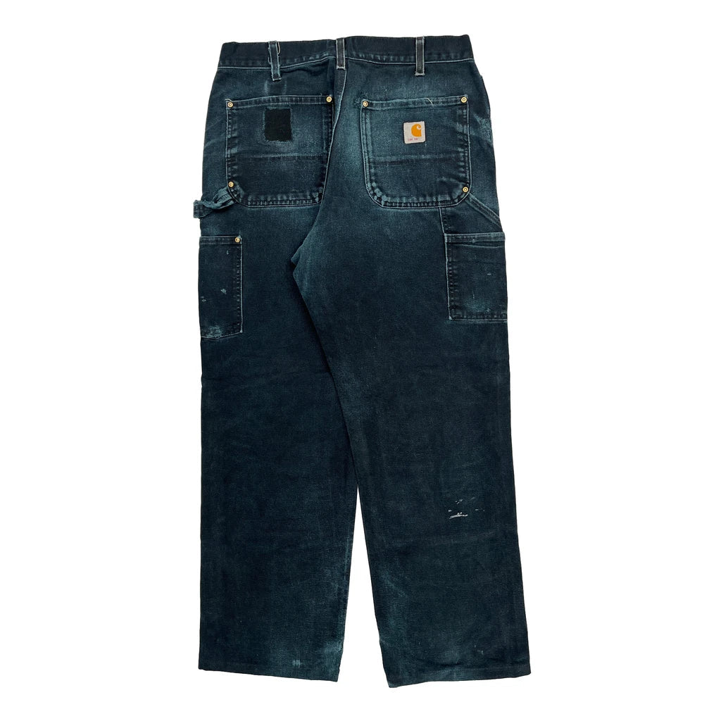 Carhartt Double Knee Carpenter Jeans - 32W 30L Dark Wash Cotton Refurbished - Thrifted (note: this is a term often used to describe second- refurbished available on Cerqular