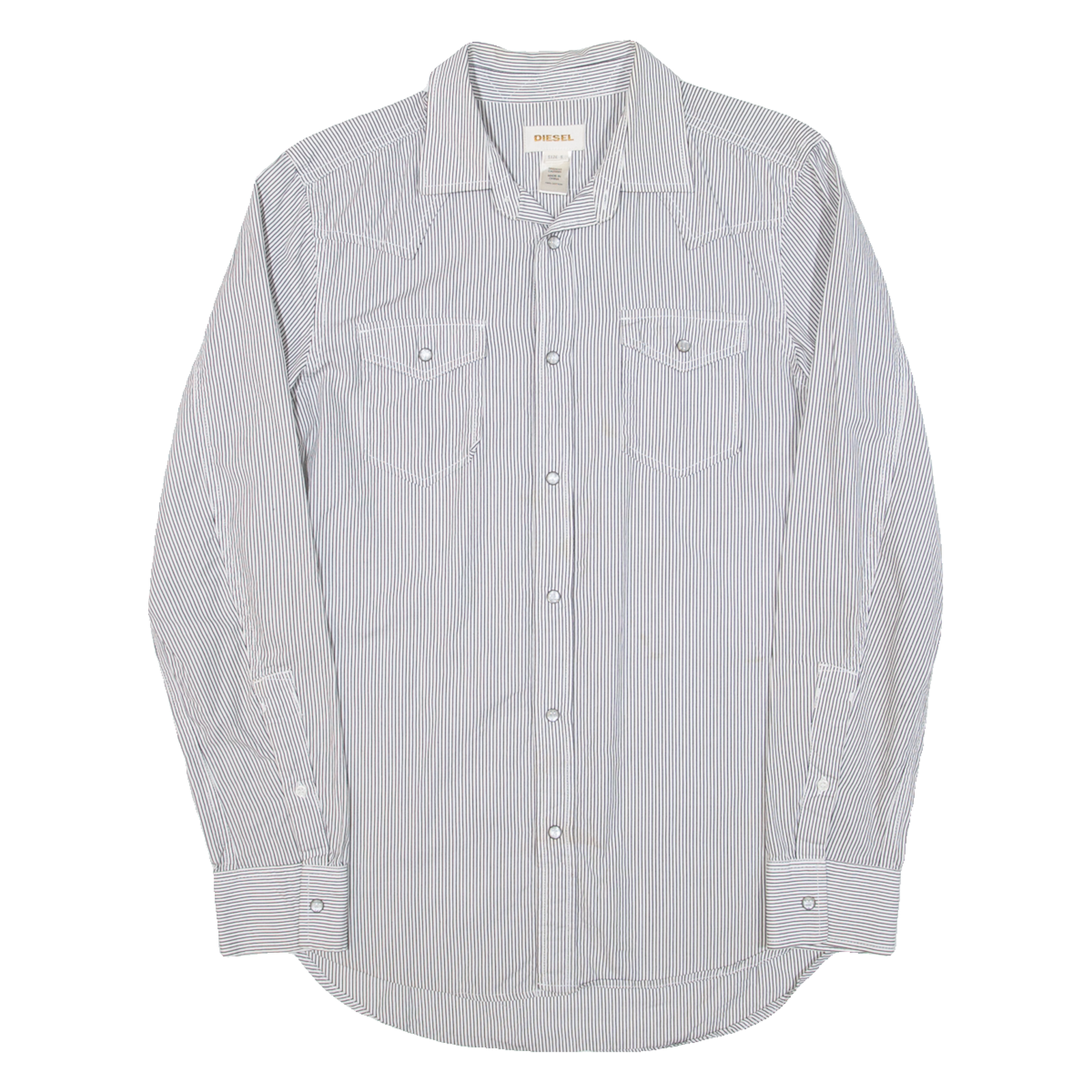 DIESEL Mens Shirt Grey Striped Long Sleeve S Refurbished - N/A refurbished available on Cerqular