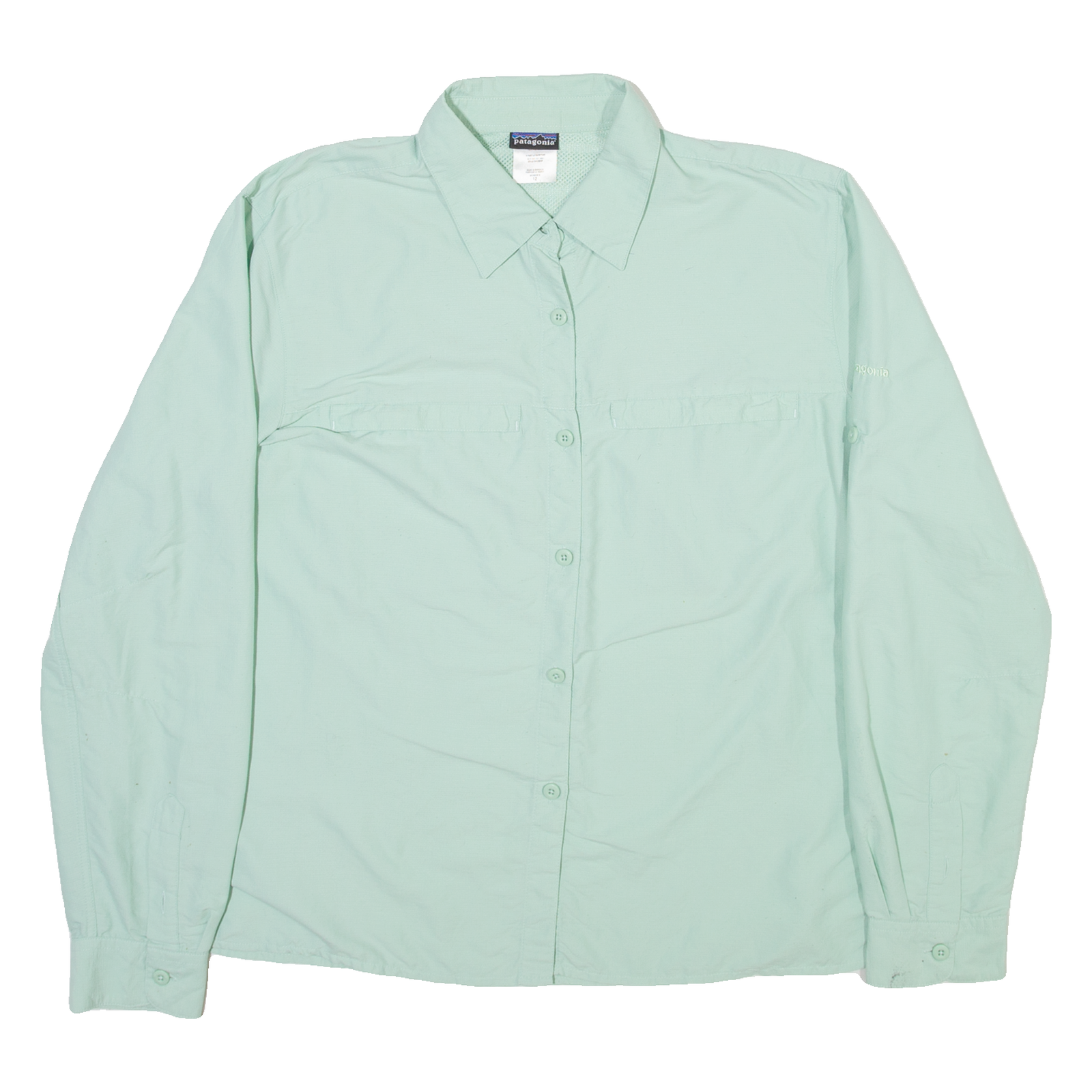 PATAGONIA Womens Plain Shirt Green Nylon Long Sleeve UK 12 Refurbished - N/A refurbished available on Cerqular