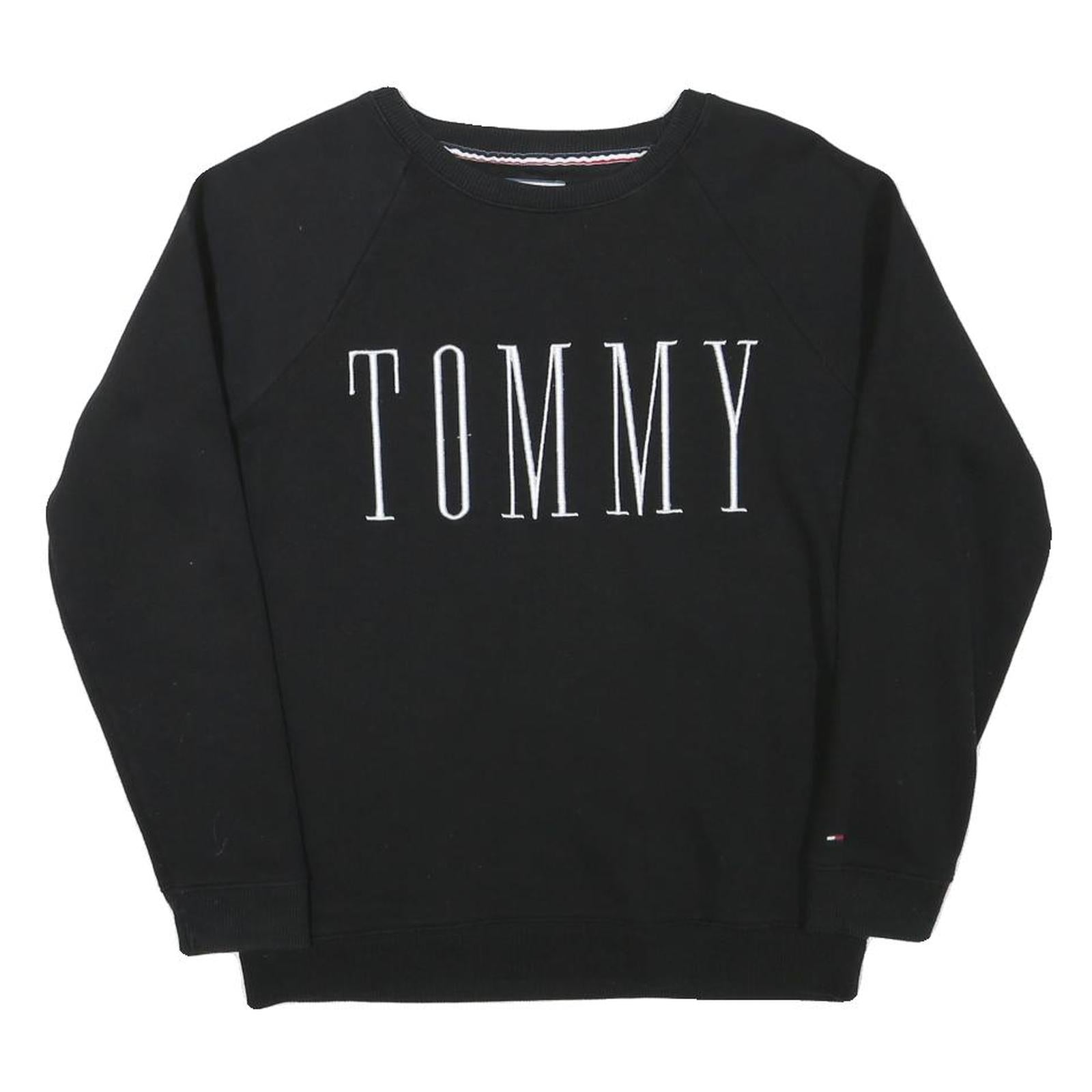 TOMMY HILFIGER Mens Black Crew Neck S Sweatshirt Cotton Blend Pullover Refurbished - N/A refurbished available on Cerqular