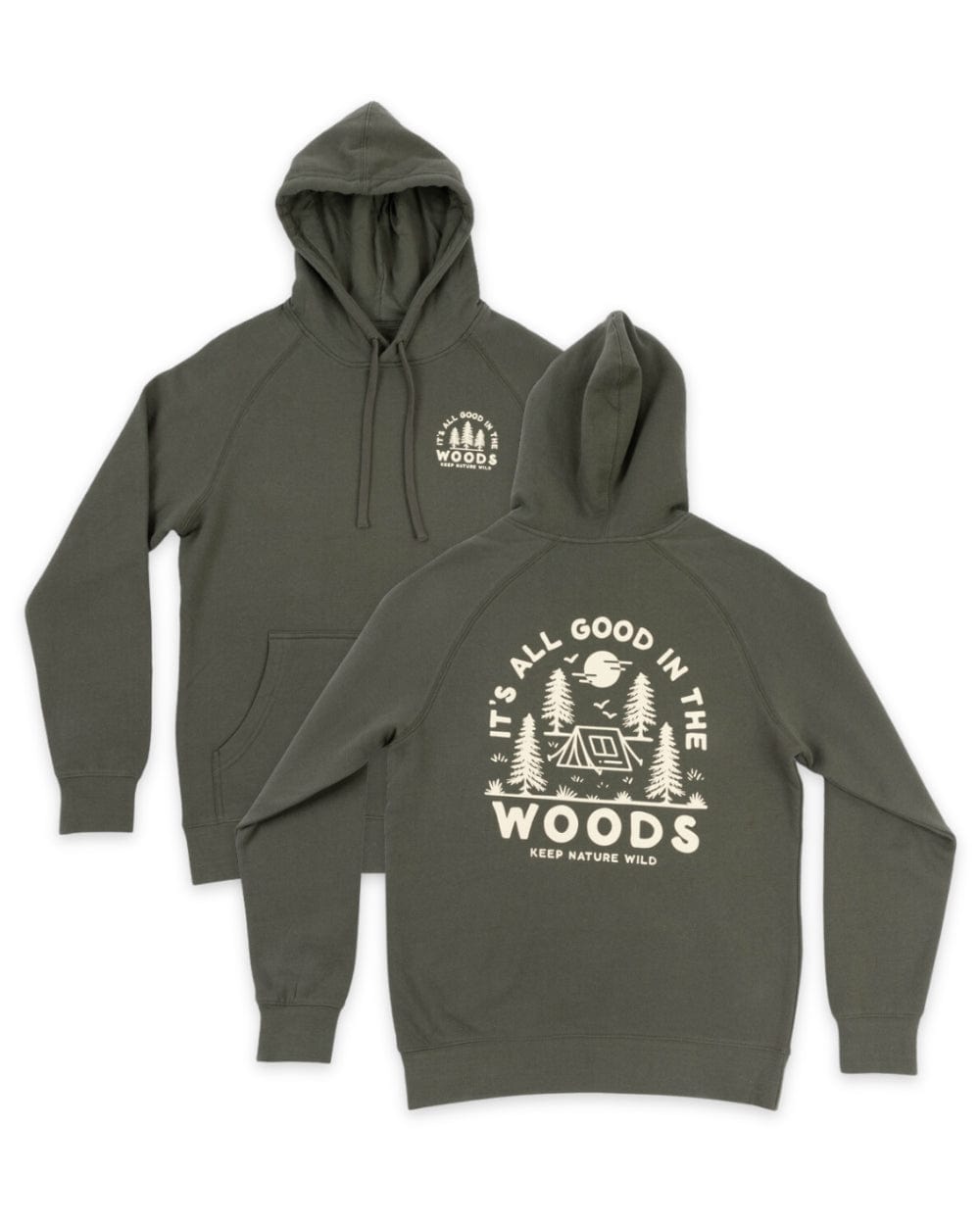 Good in the Woods Unisex Pullover Hoodie | Olive | Size: L Refurbished - Keep Nature Wild refurbished available on Cerqular