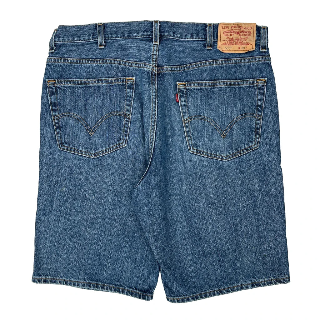 Levis Denim Shorts - 37W 11L Blue Cotton Refurbished - Thrifted (note: this is a term often used to describe second- refurbished available on Cerqular