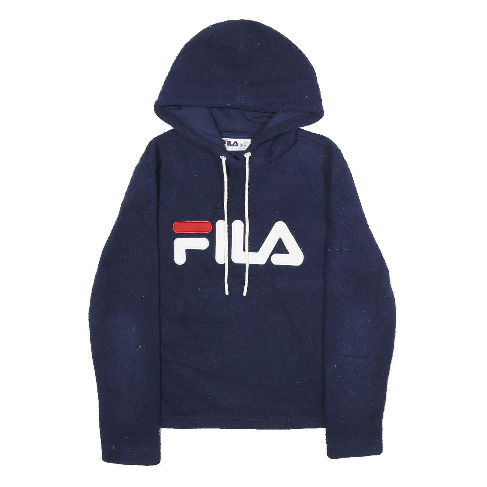 FILA Mens Navy Blue Hoodie S Logo Pullover Sweatshirt Casual Refurbished - N/A refurbished available on Cerqular