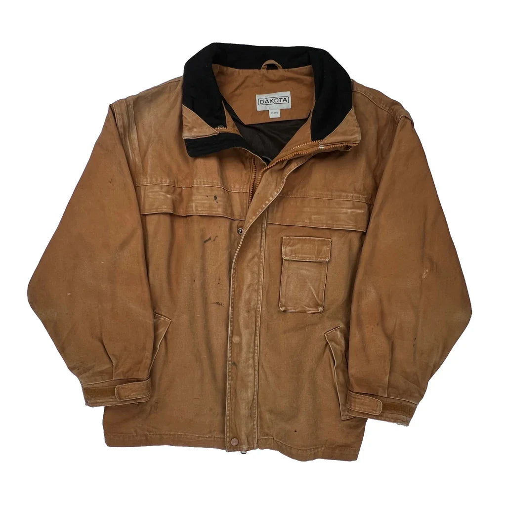 Dakota Jacket - XL Brown Cotton Refurbished - Thrifted (note: this is a term often used to describe second- refurbished available on Cerqular