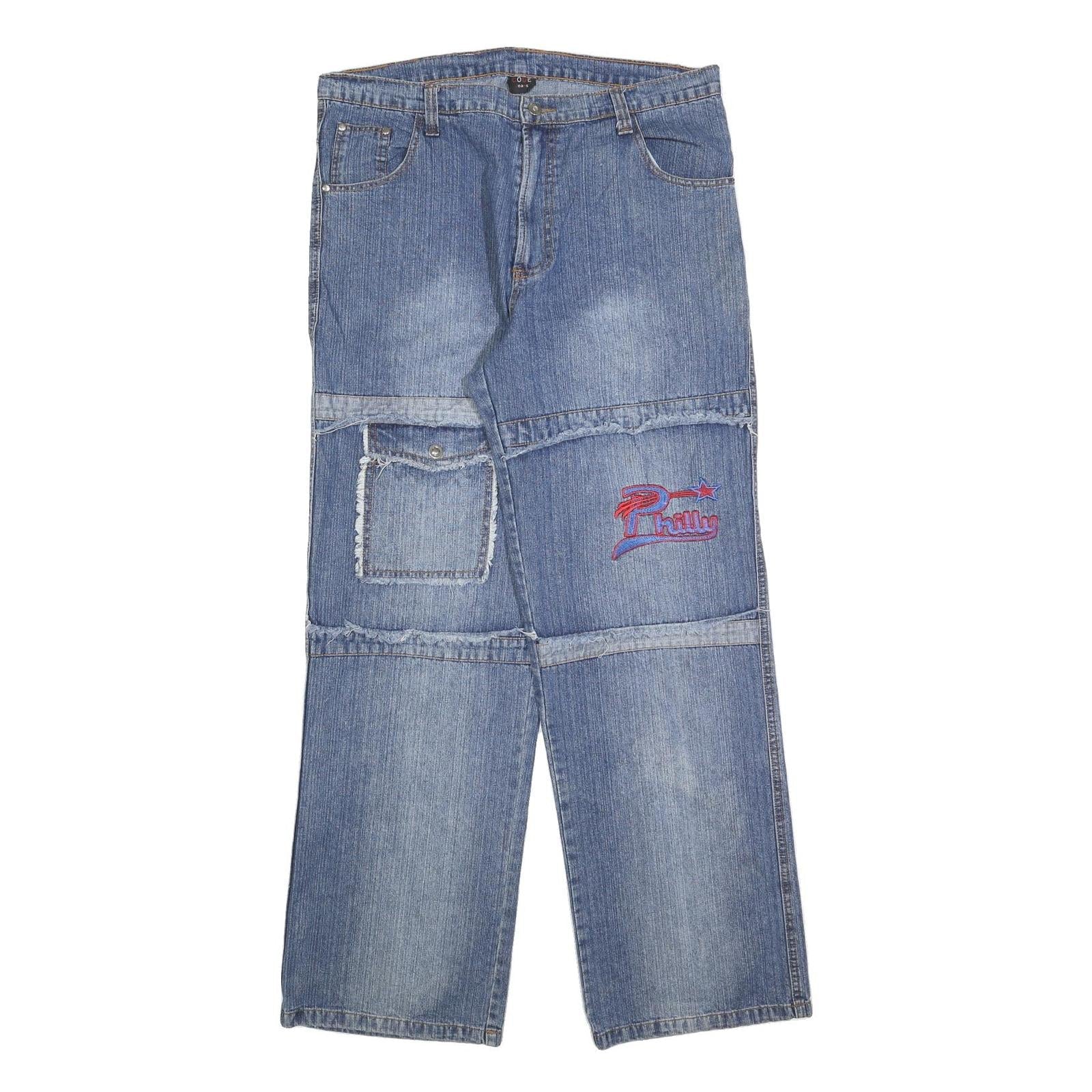 CODE JEANS Womens Denim Blue Relaxed Straight Cotton Blend W36 L32 Patch Pocket Refurbished - N/A refurbished available on Cerqular